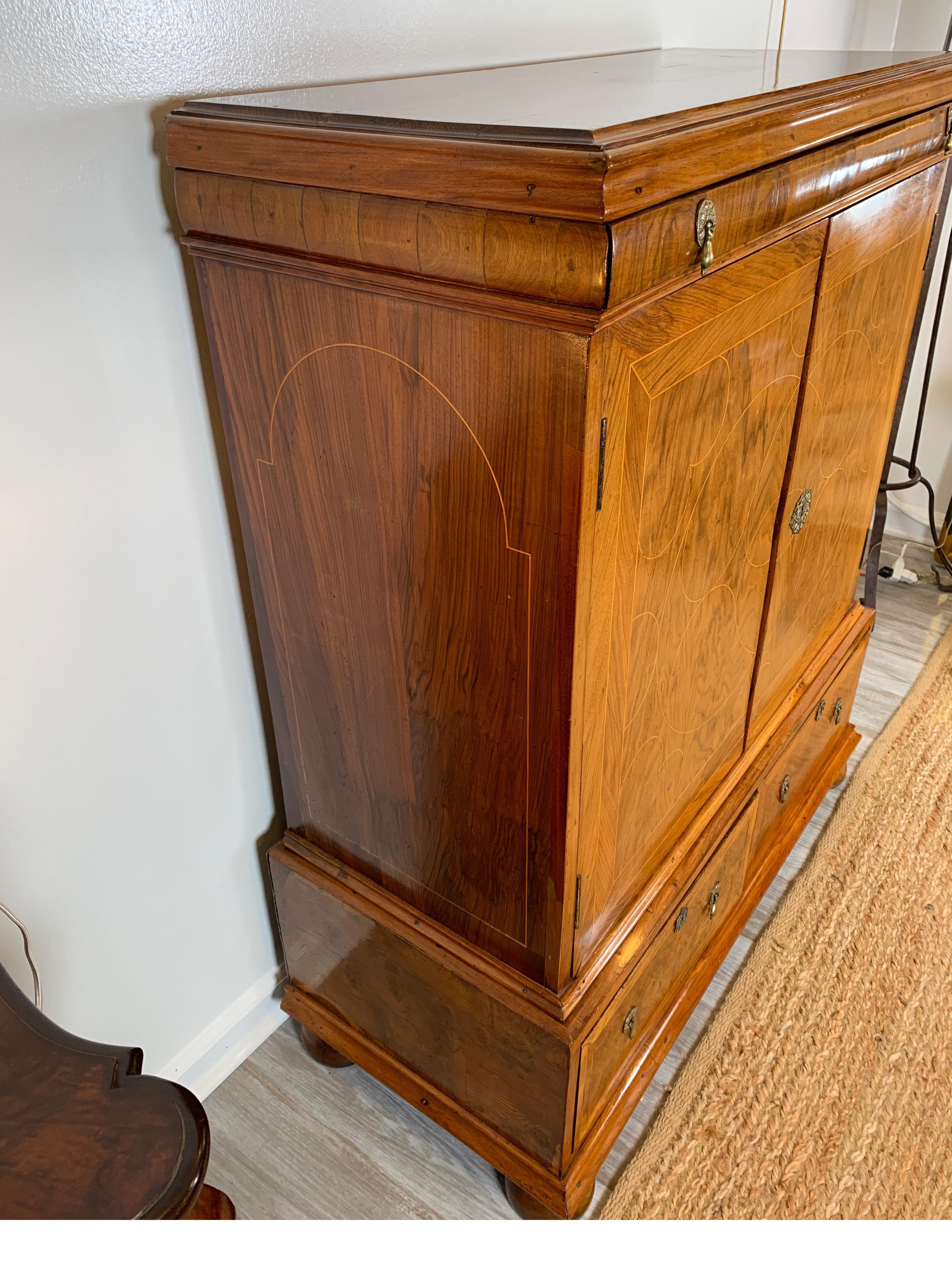 18th Century English Inlaid Cabinet-on-Stand, Walnut, Satinwood and Oak 4