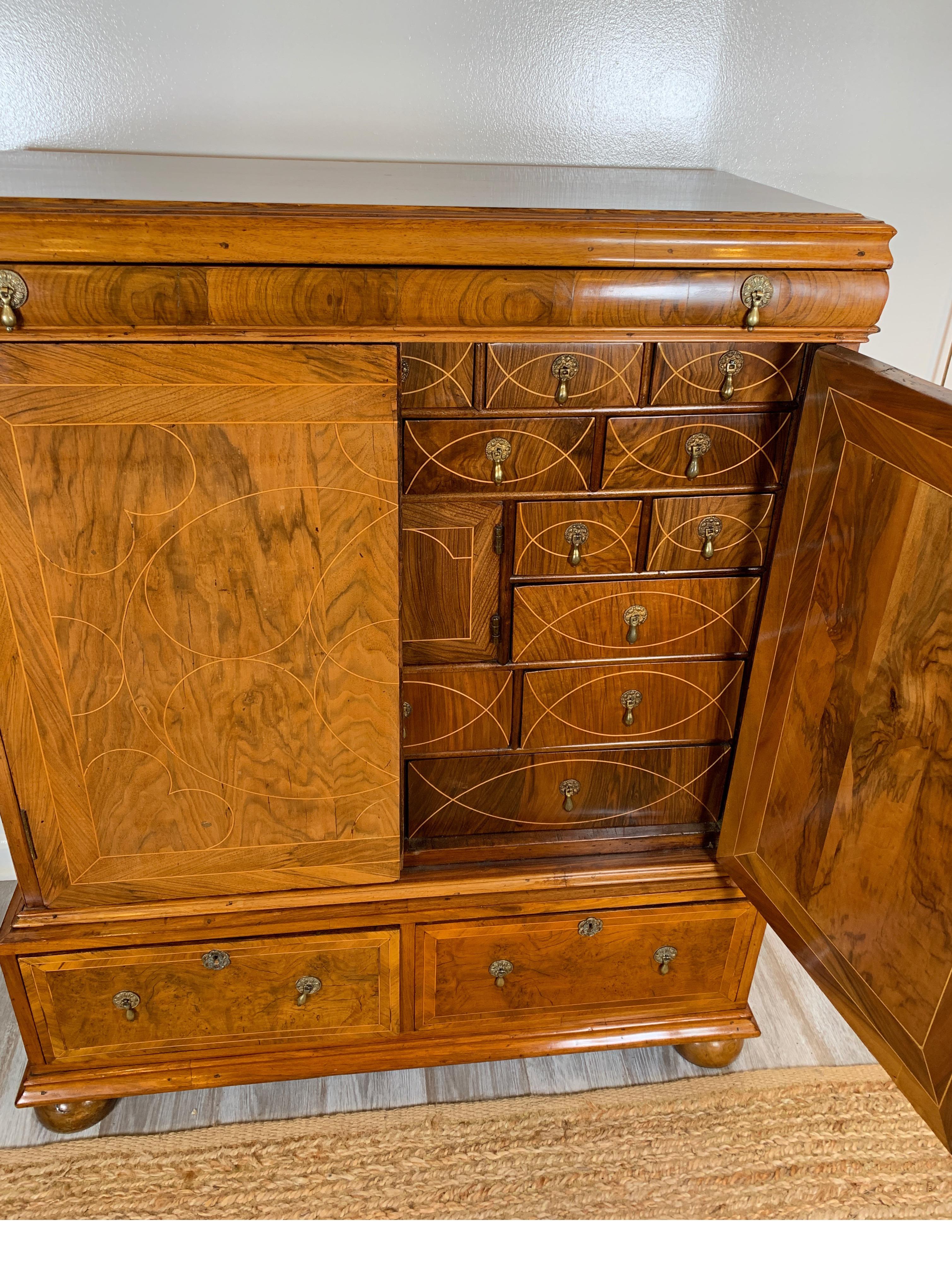 18th Century English Inlaid Cabinet-on-Stand, Walnut, Satinwood and Oak 6