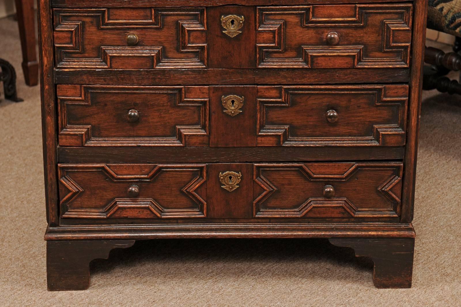 18th Century and Earlier 18th Century English Jacobean Style Oak Chest