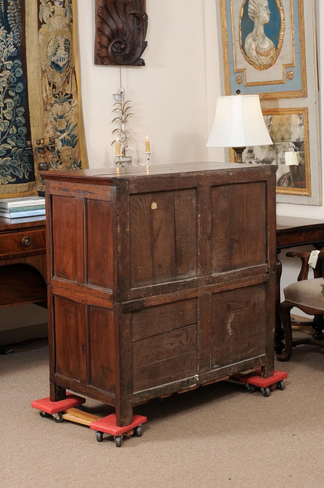 18th Century English Jacobean Style Oak Chest with 4 Drawers For Sale 6