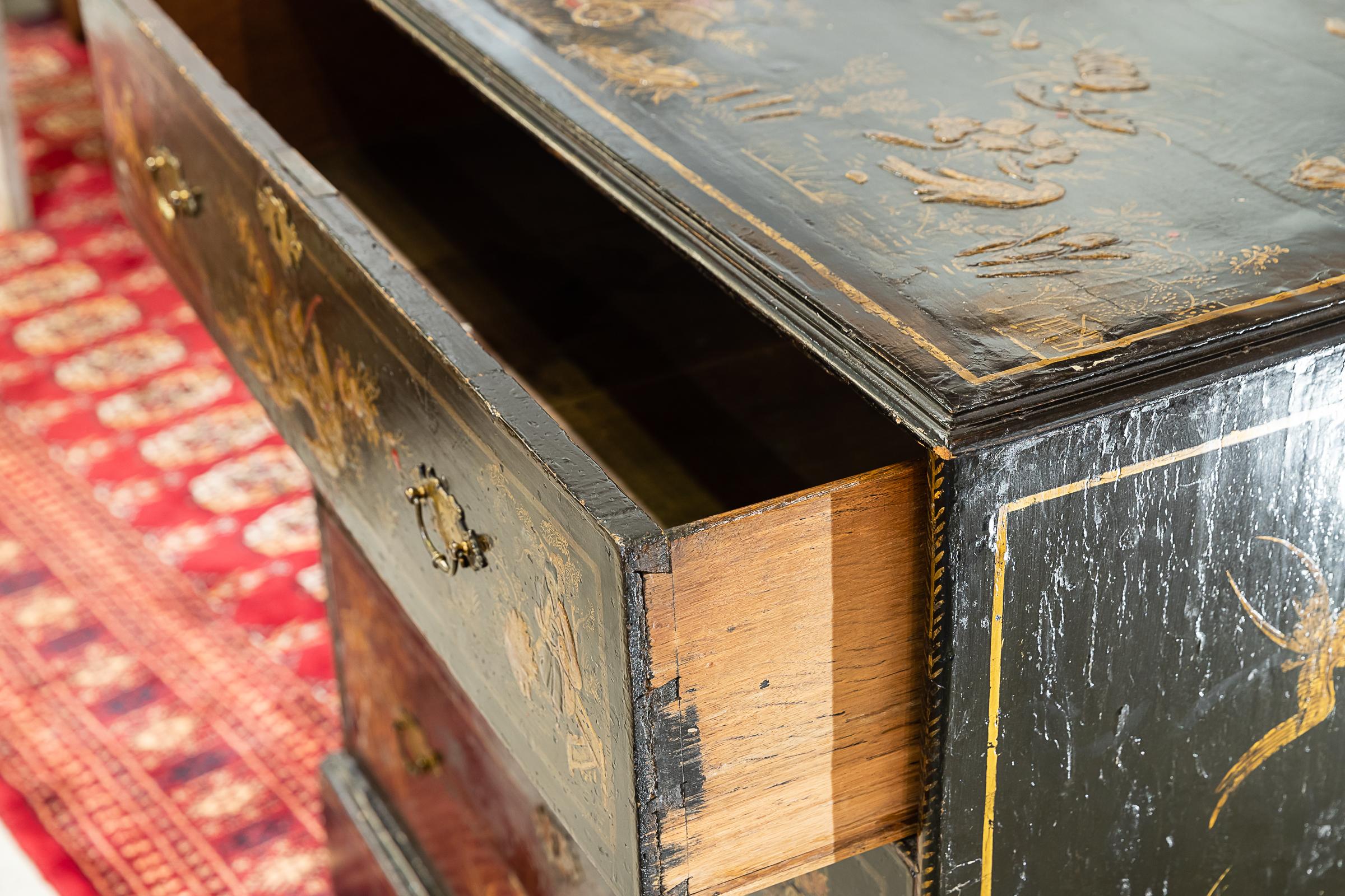 Mid-18th Century 18th Century English Japanned 3-Drawer Chest