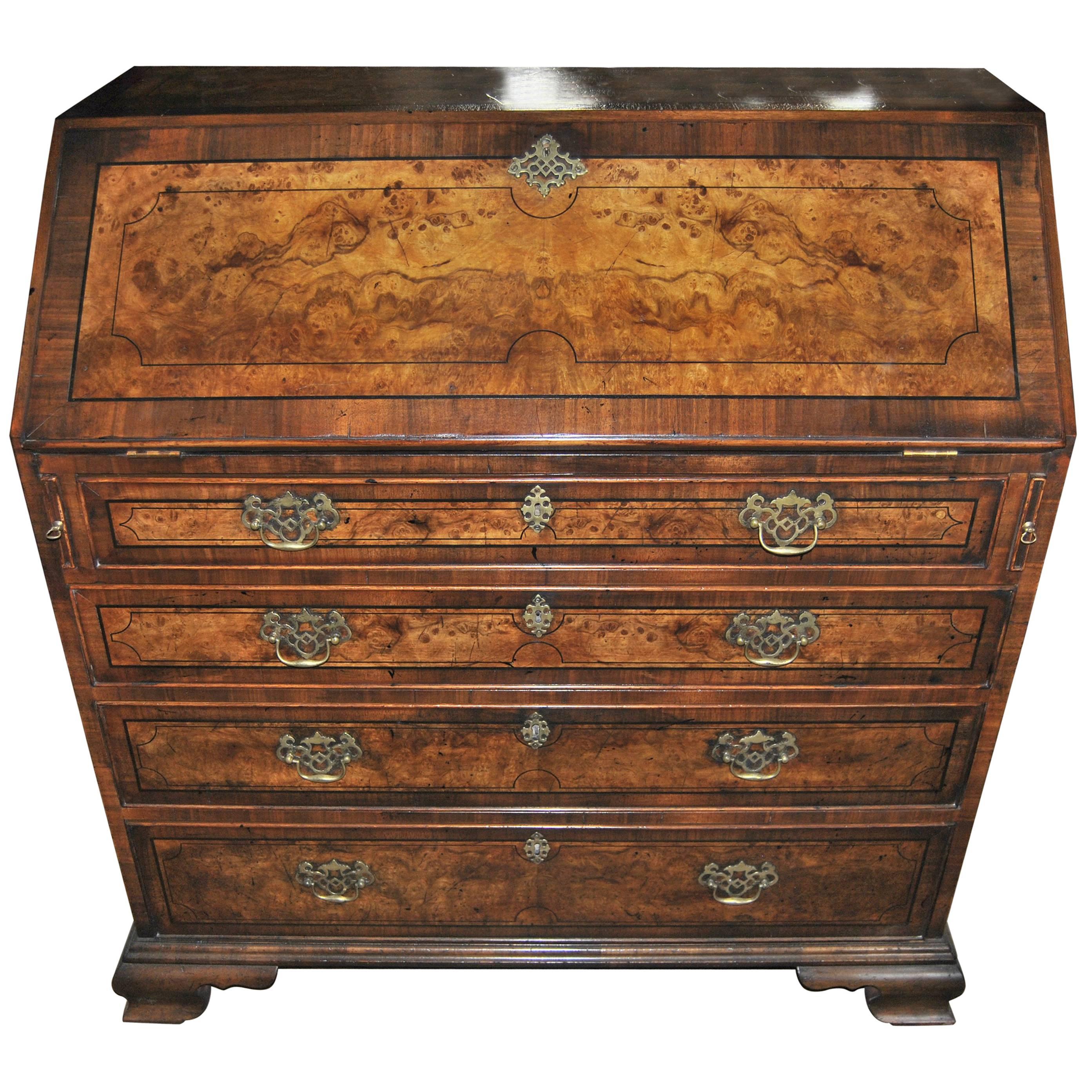 18th Century English Kashmir Walnut Secretary
