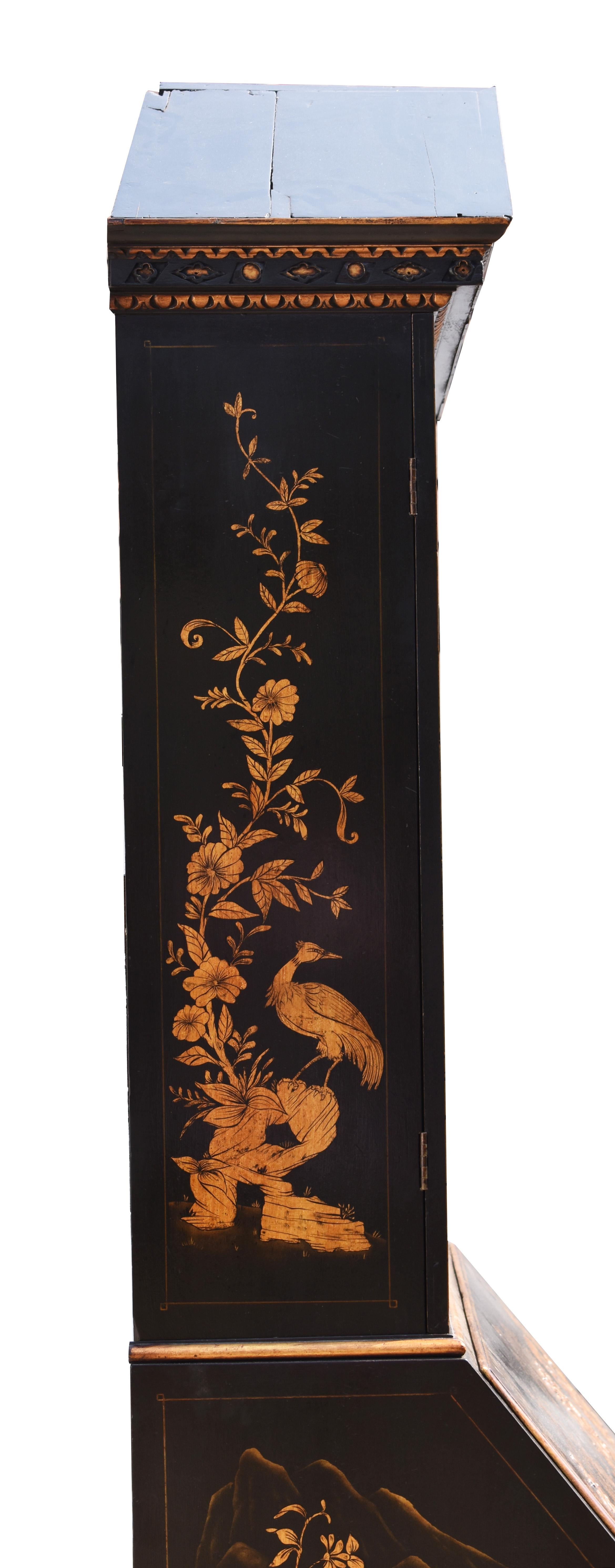 18th Century English Lacquer and Gilt Chinoiserie Secretary Bookcase 7