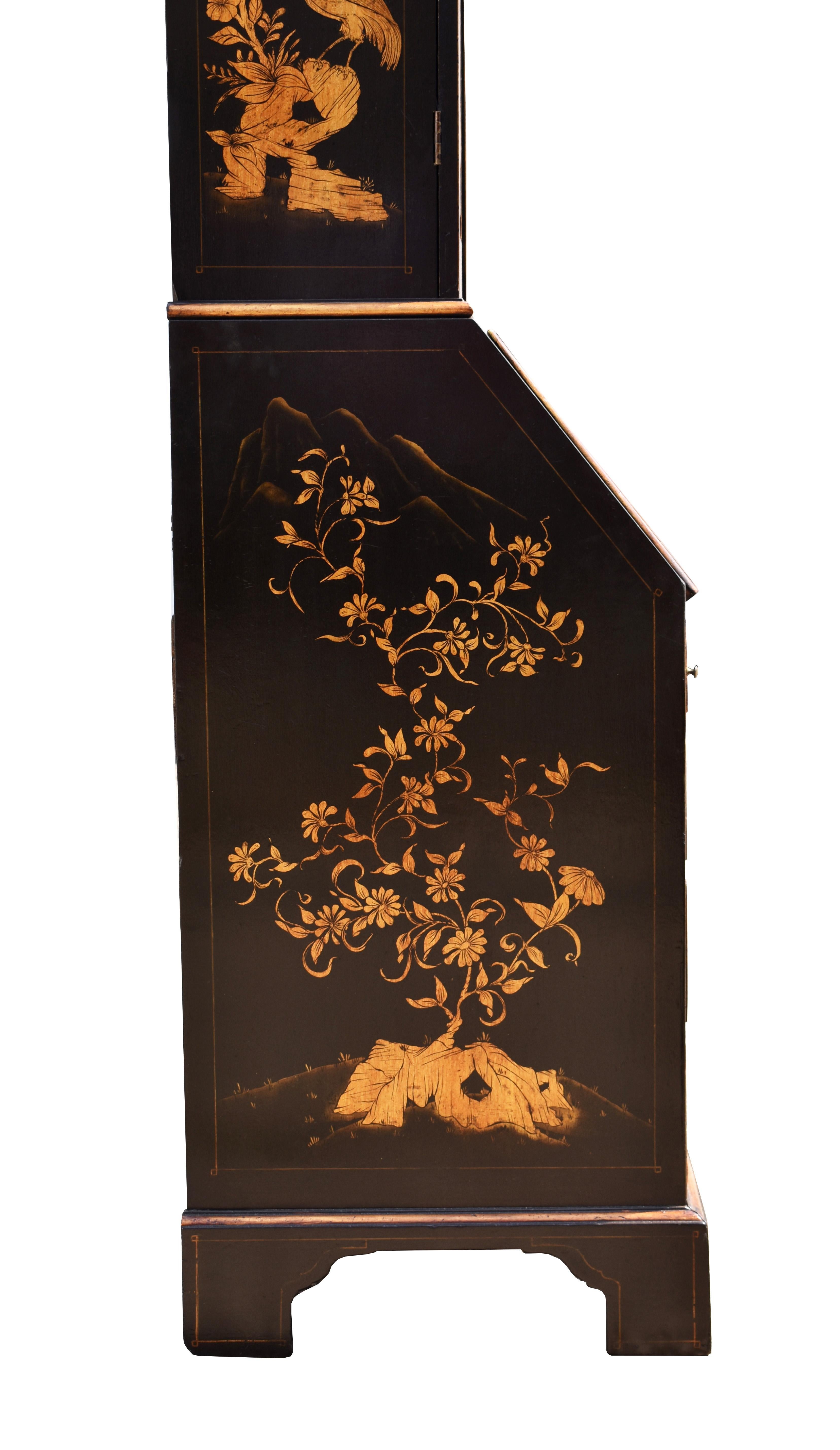 18th Century English Lacquer and Gilt Chinoiserie Secretary Bookcase 8