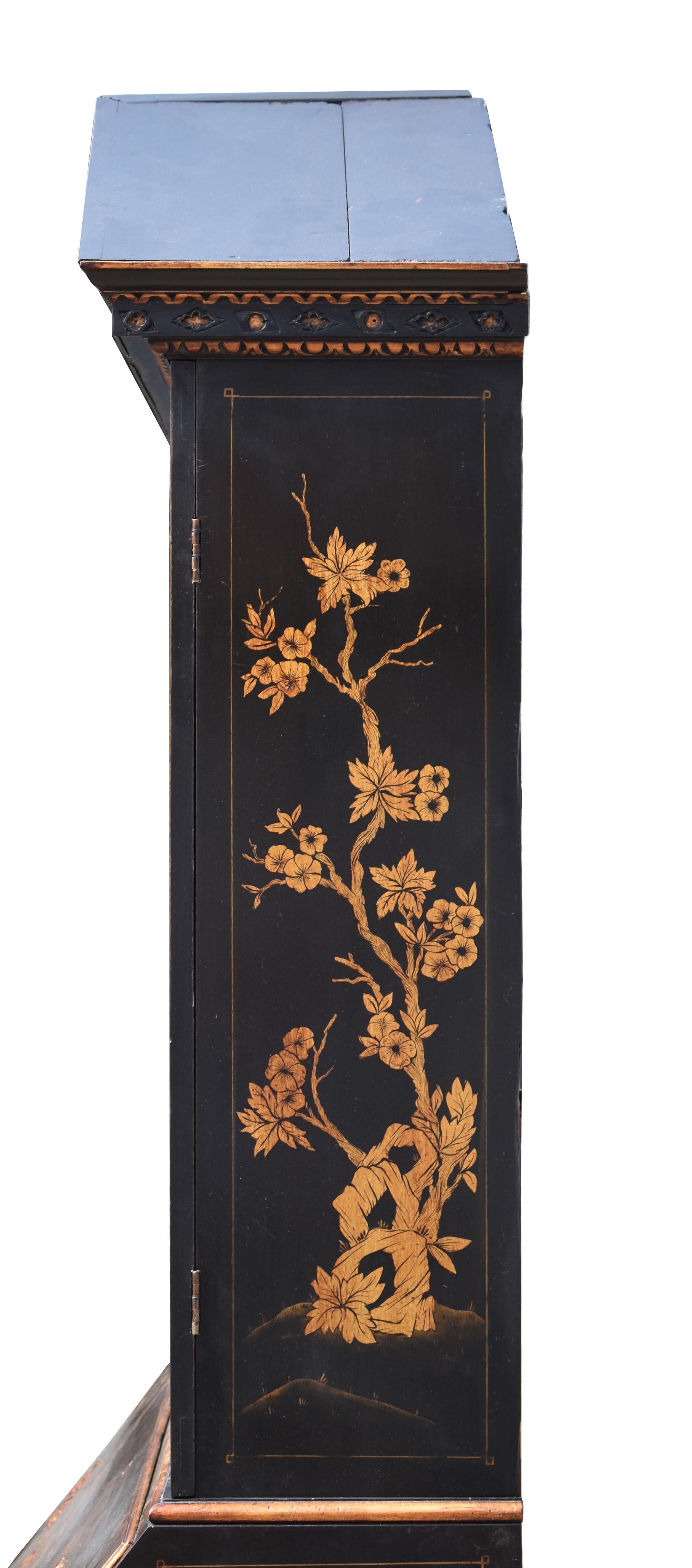 18th Century English Lacquer and Gilt Chinoiserie Secretary Bookcase 9