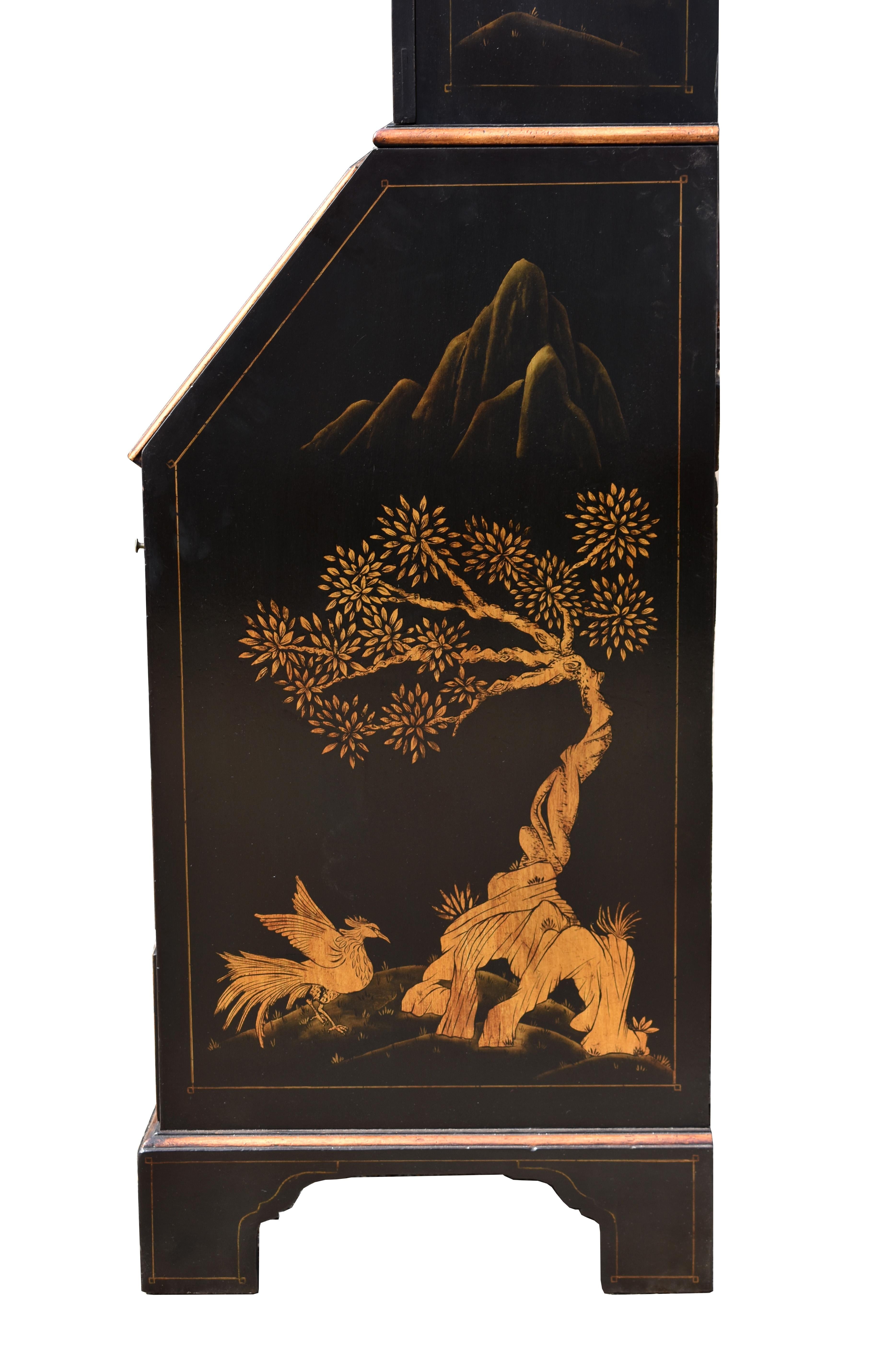 18th Century English Lacquer and Gilt Chinoiserie Secretary Bookcase 10