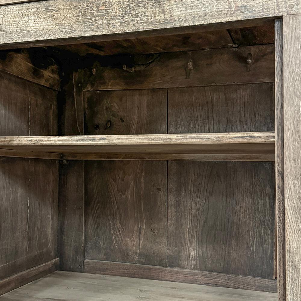 Brass 18th Century English Linen Press ~ Cabinet in Stripped Oak For Sale