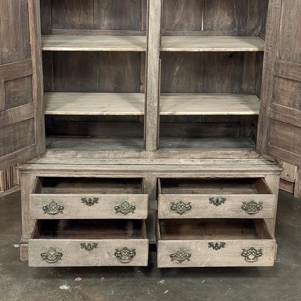 18th Century English Linen Press ~ Cabinet in Stripped Oak For Sale 1