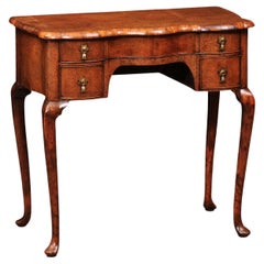 Used 18th Century English Lowboy in Mulberry with Serpentine Front and Pad Feet