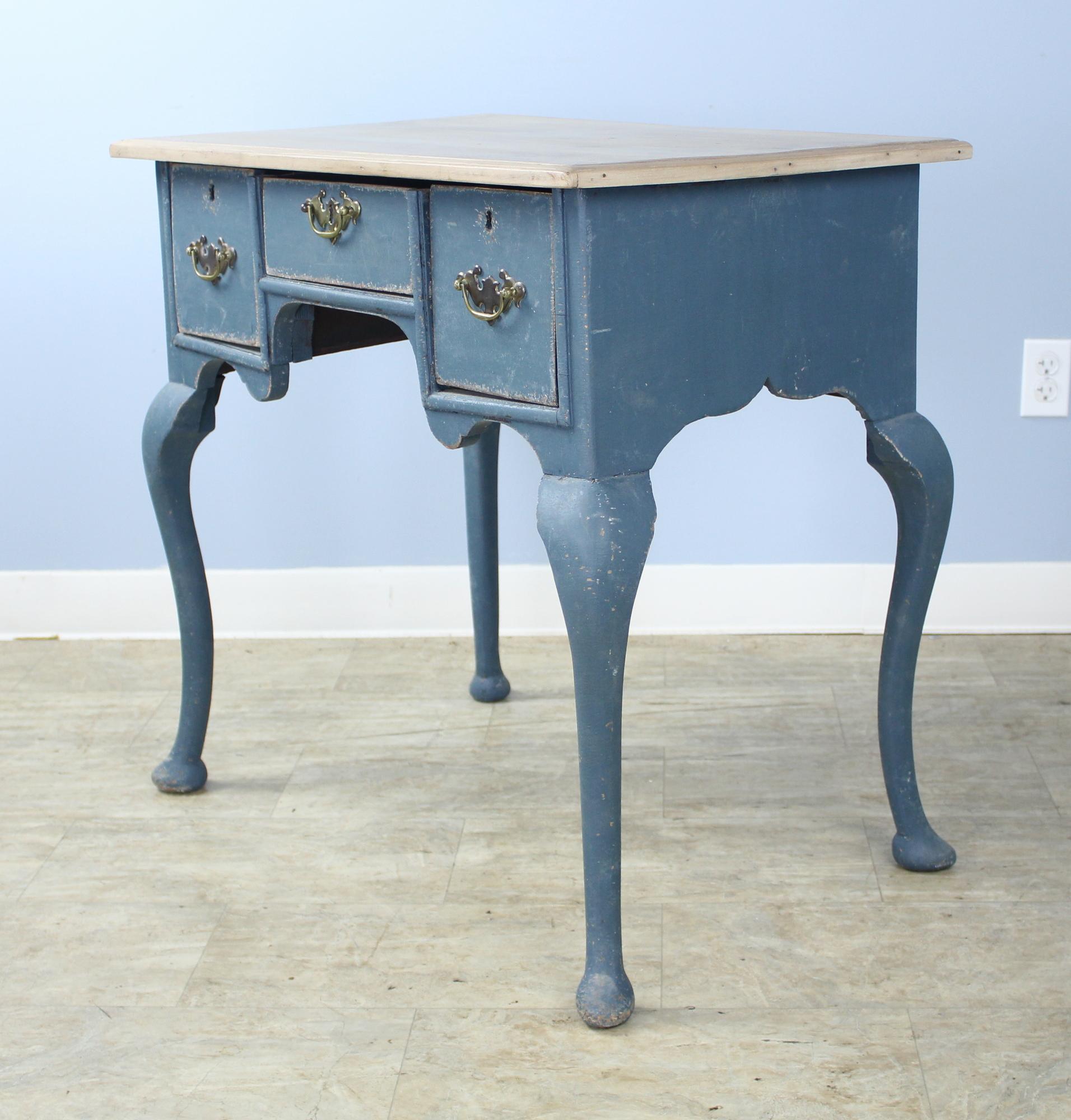 Oak 18th Century English Lowboy, Newly Painted with Bleached Top For Sale