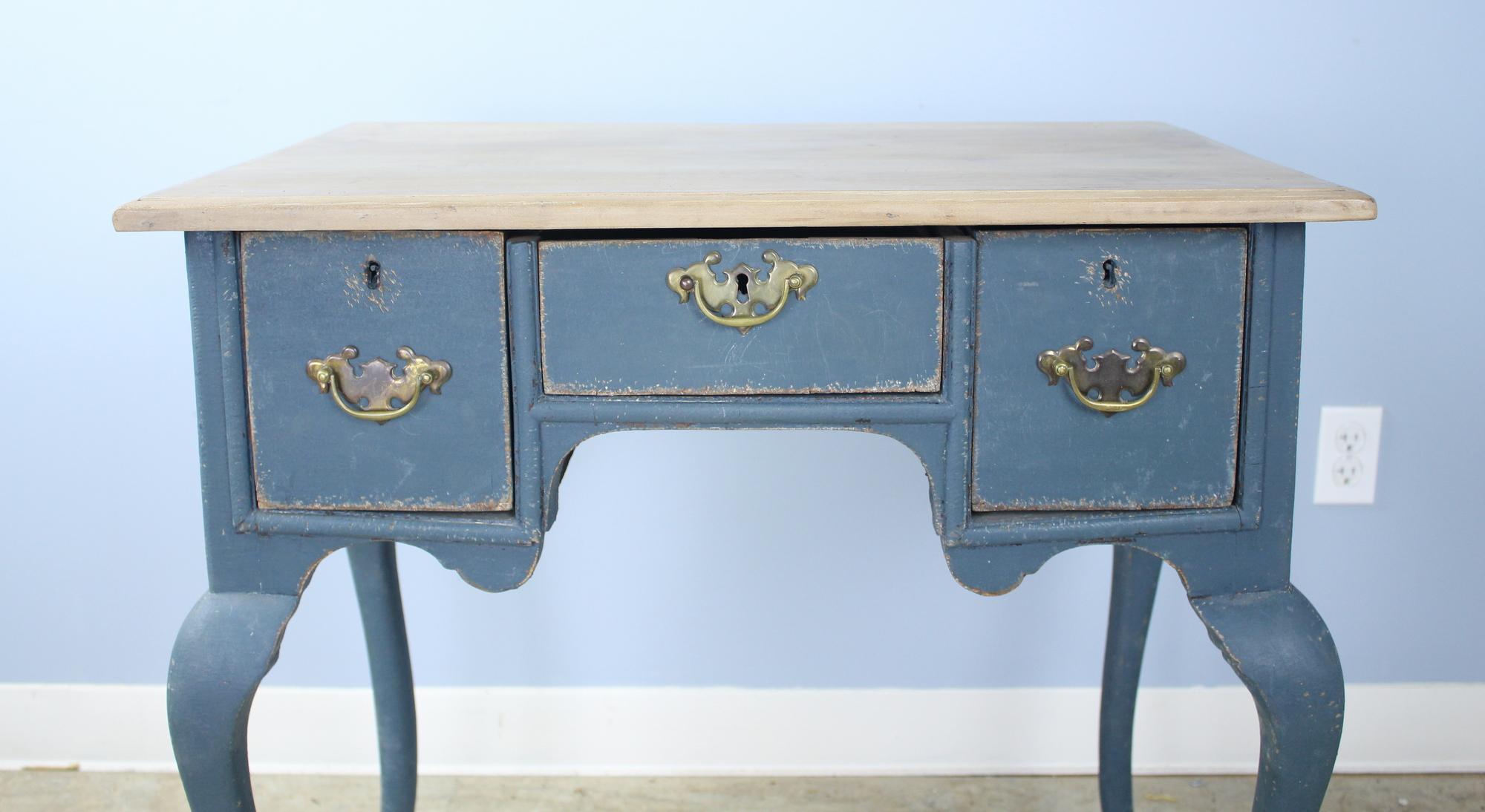 18th Century English Lowboy, Newly Painted with Bleached Top For Sale 1