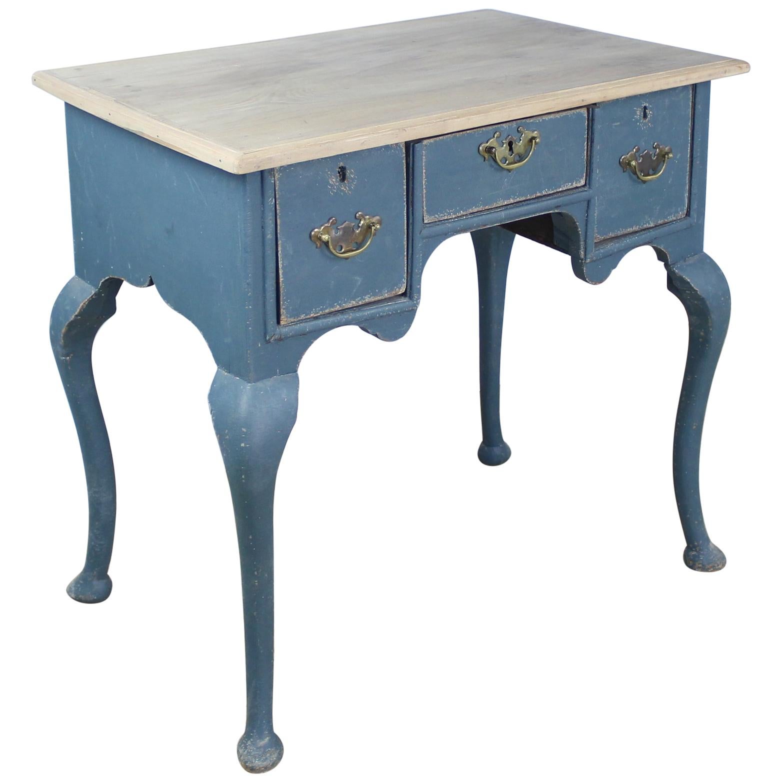 18th Century English Lowboy, Newly Painted with Bleached Top For Sale
