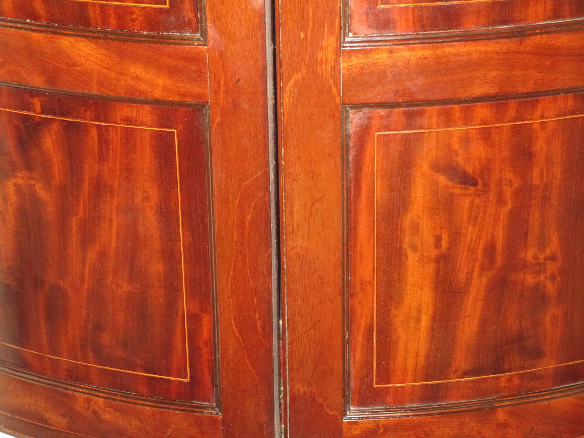18th Century English Mahogany Bowfront Hanging Corner Cupboard For Sale 5