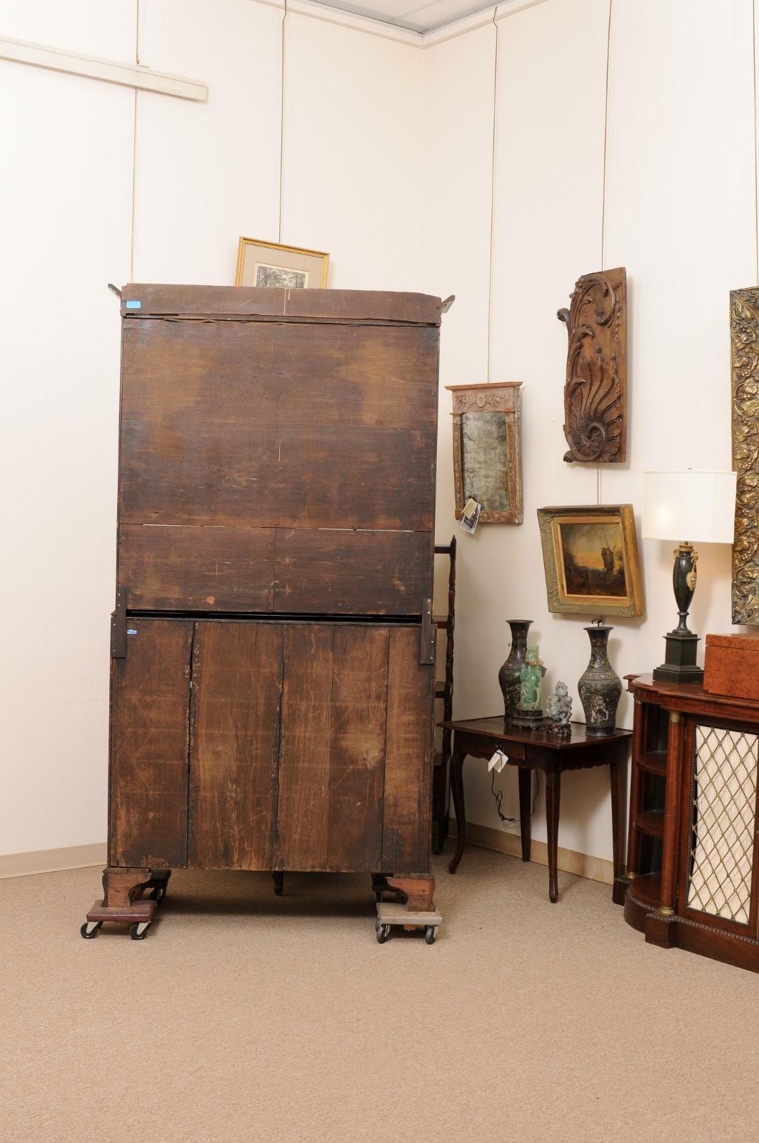 18th Century English Mahogany Bureau Bookcase with Ogee Feet & 13 Pane Sashwork For Sale 13