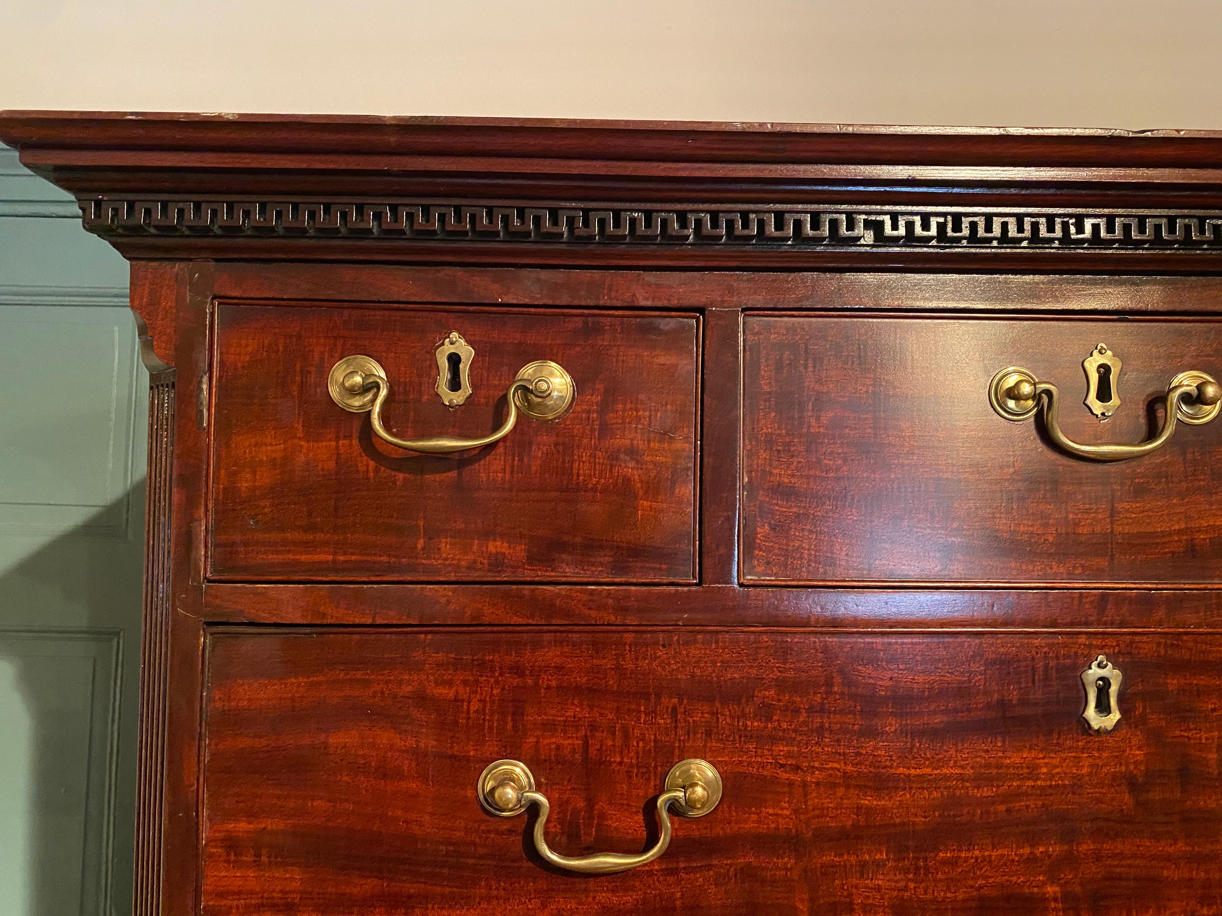 18th Century and Earlier 18th Century English Mahogany Chest on Chest with Secretary Desk