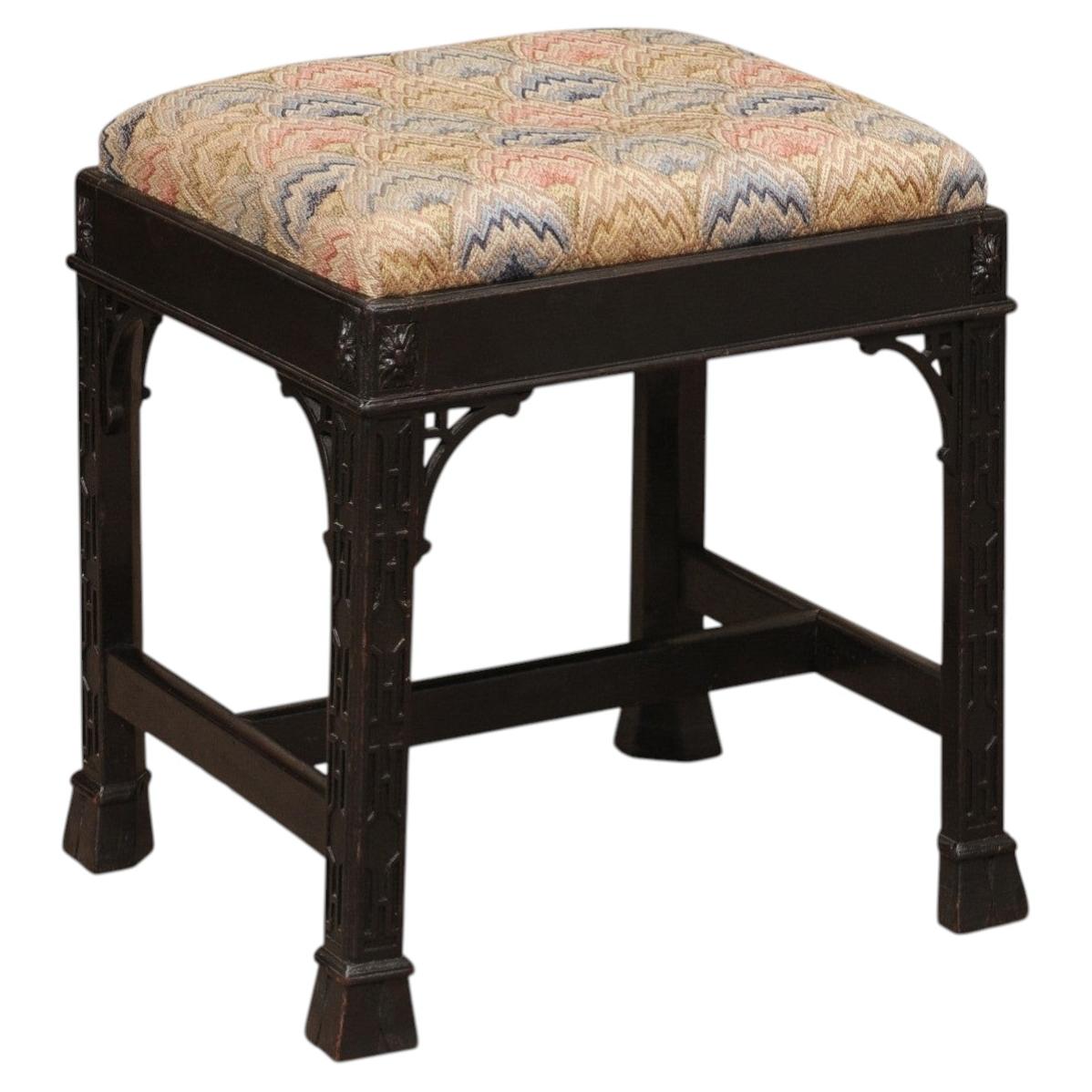 Banc anglais de style Chippendale du XVIIIe siècle, en acajou, avec assise amovible