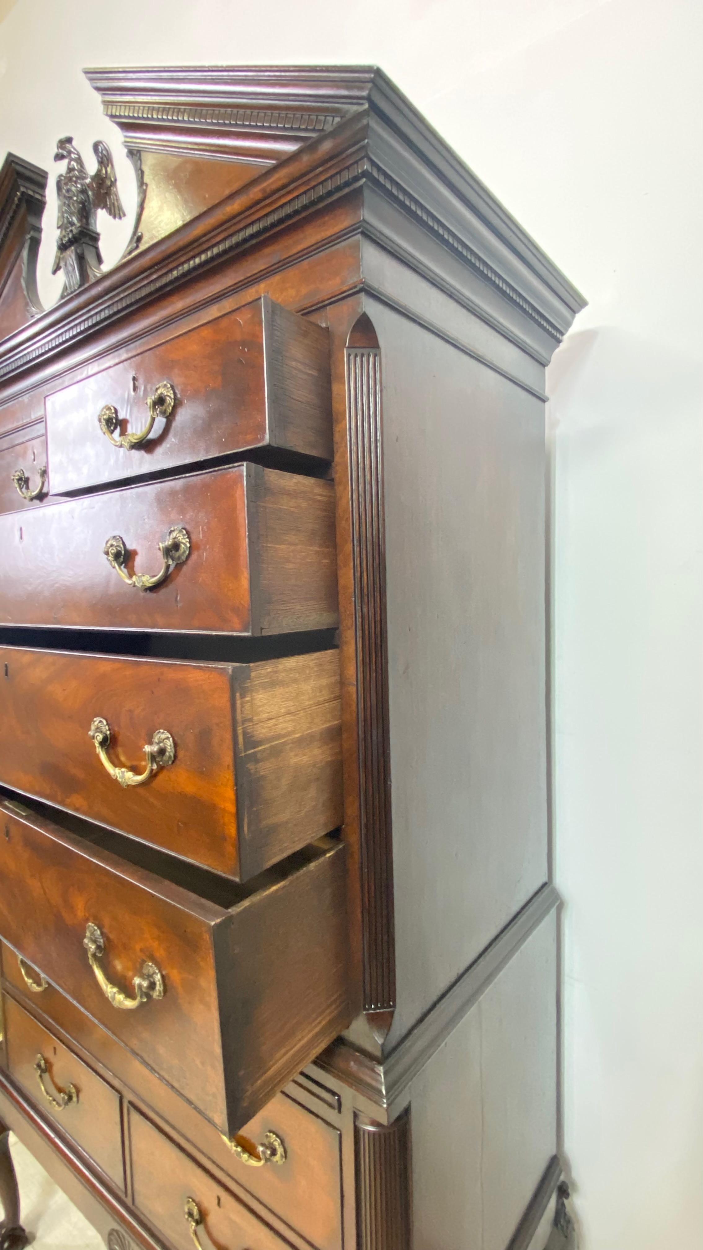 18th Century English Mahogany Chippendale Style Chest on Chest For Sale 5