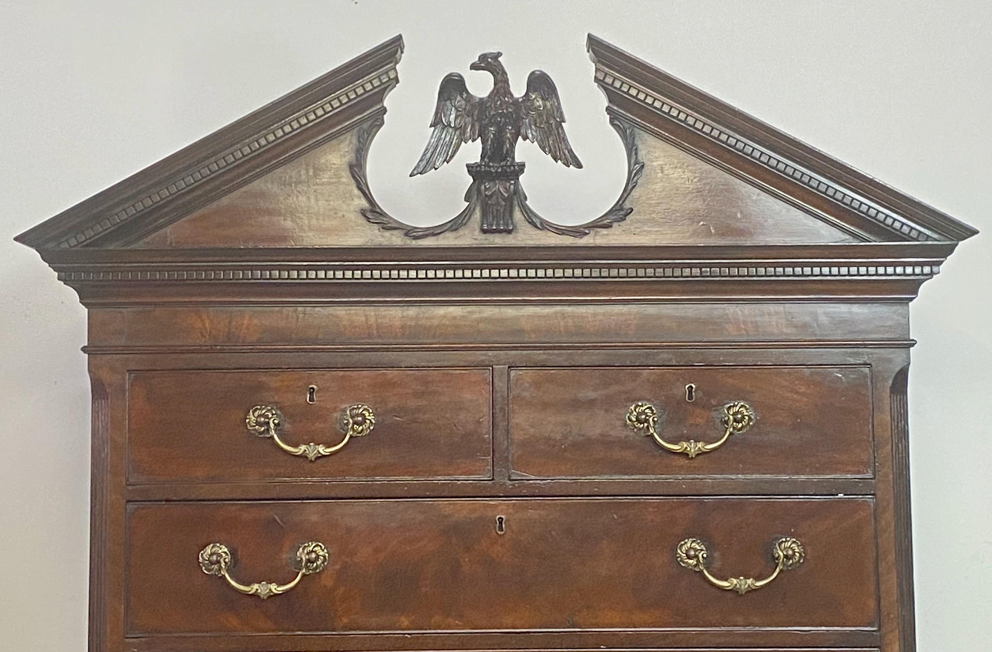 18th Century English Mahogany Chippendale Style Chest on Chest In Good Condition For Sale In San Francisco, CA