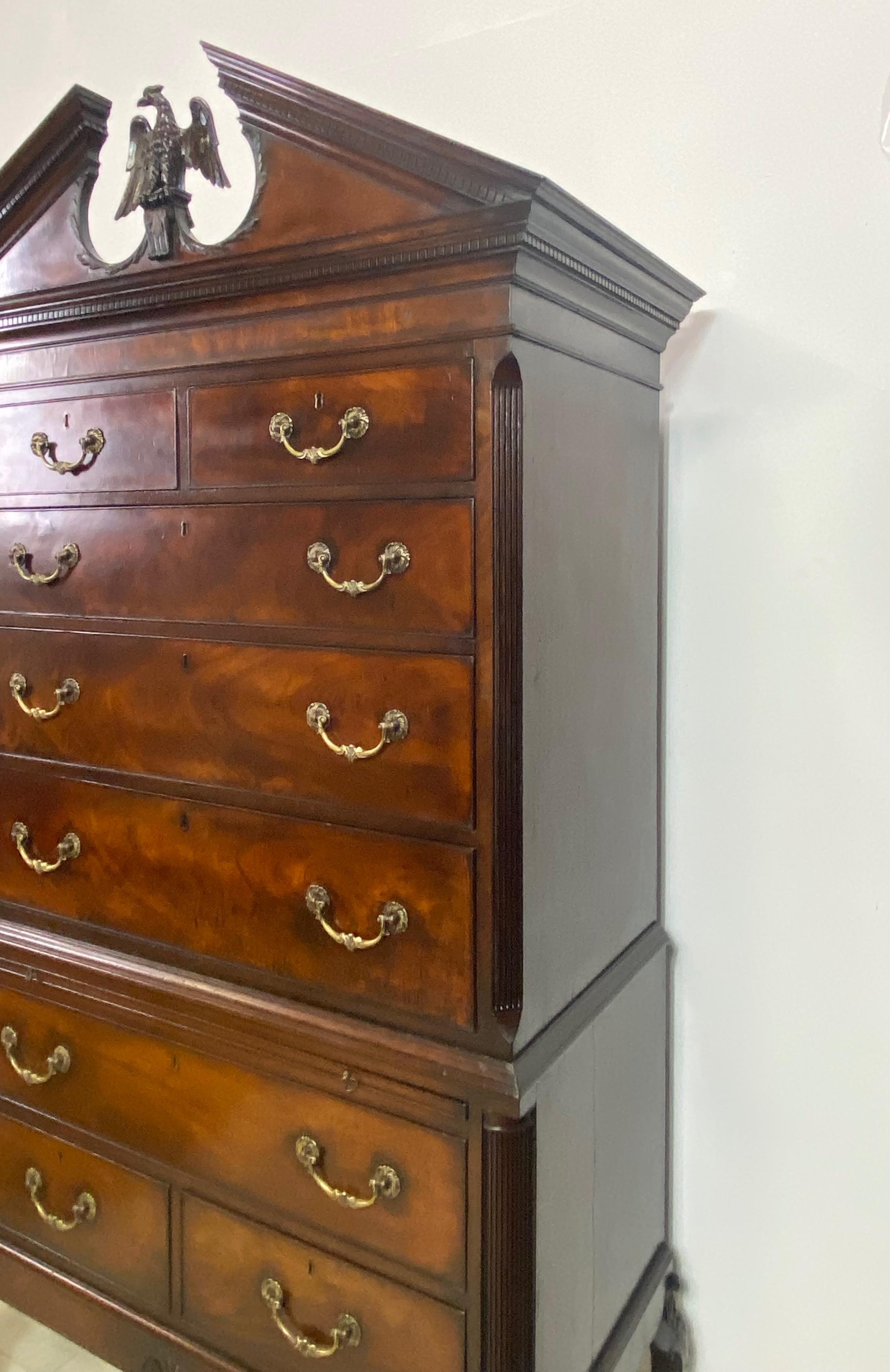 18th Century English Mahogany Chippendale Style Chest on Chest For Sale 1