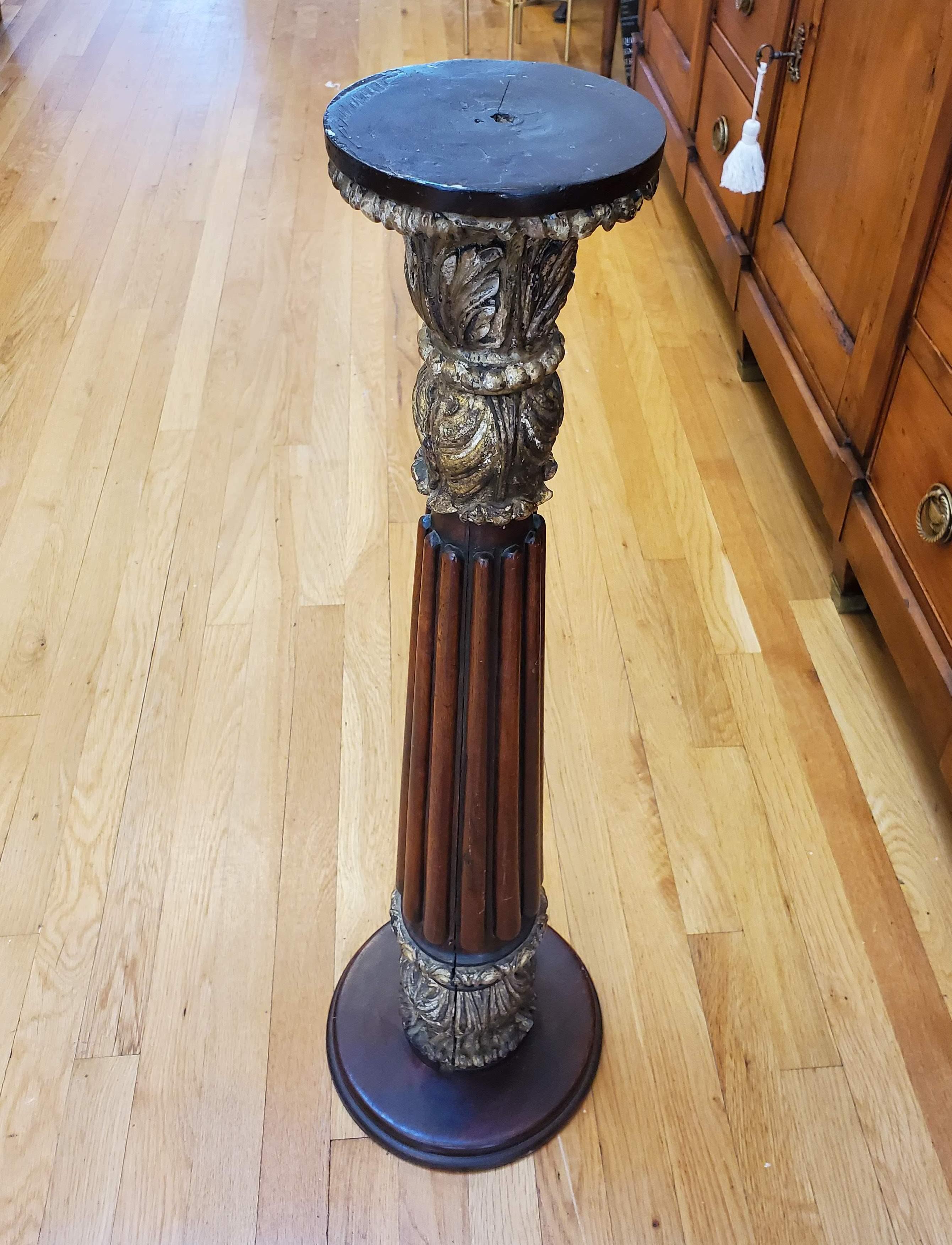 18th Century English Mahogany Column with Gold Gilt Decoration For Sale 8