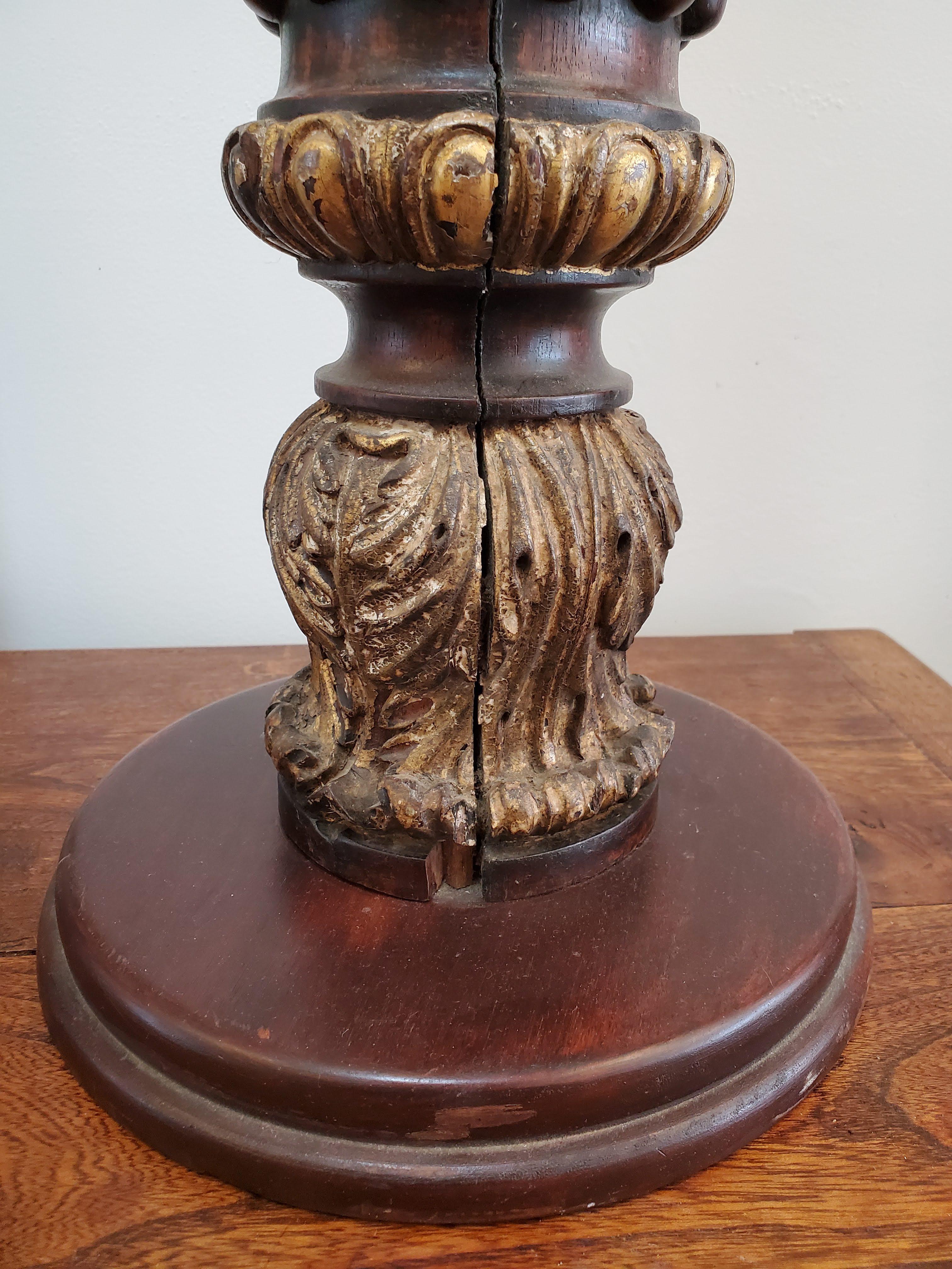 18th Century English Mahogany Column with Gold Gilt Decoration For Sale 4