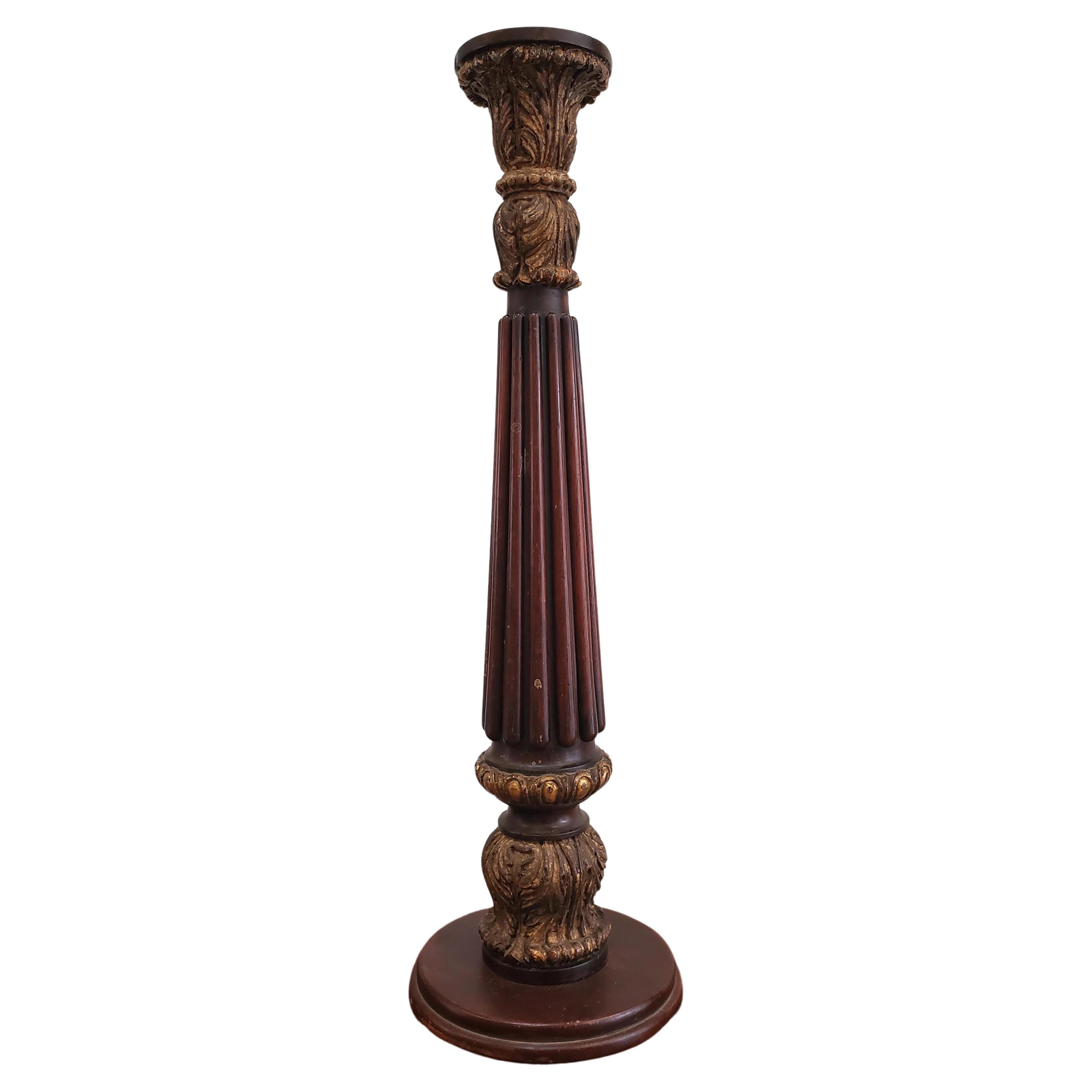 18th Century English Mahogany Column with Gold Gilt Decoration For Sale