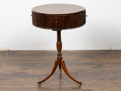 18th Century English Mahogany Drum Table with Reeded Frieze