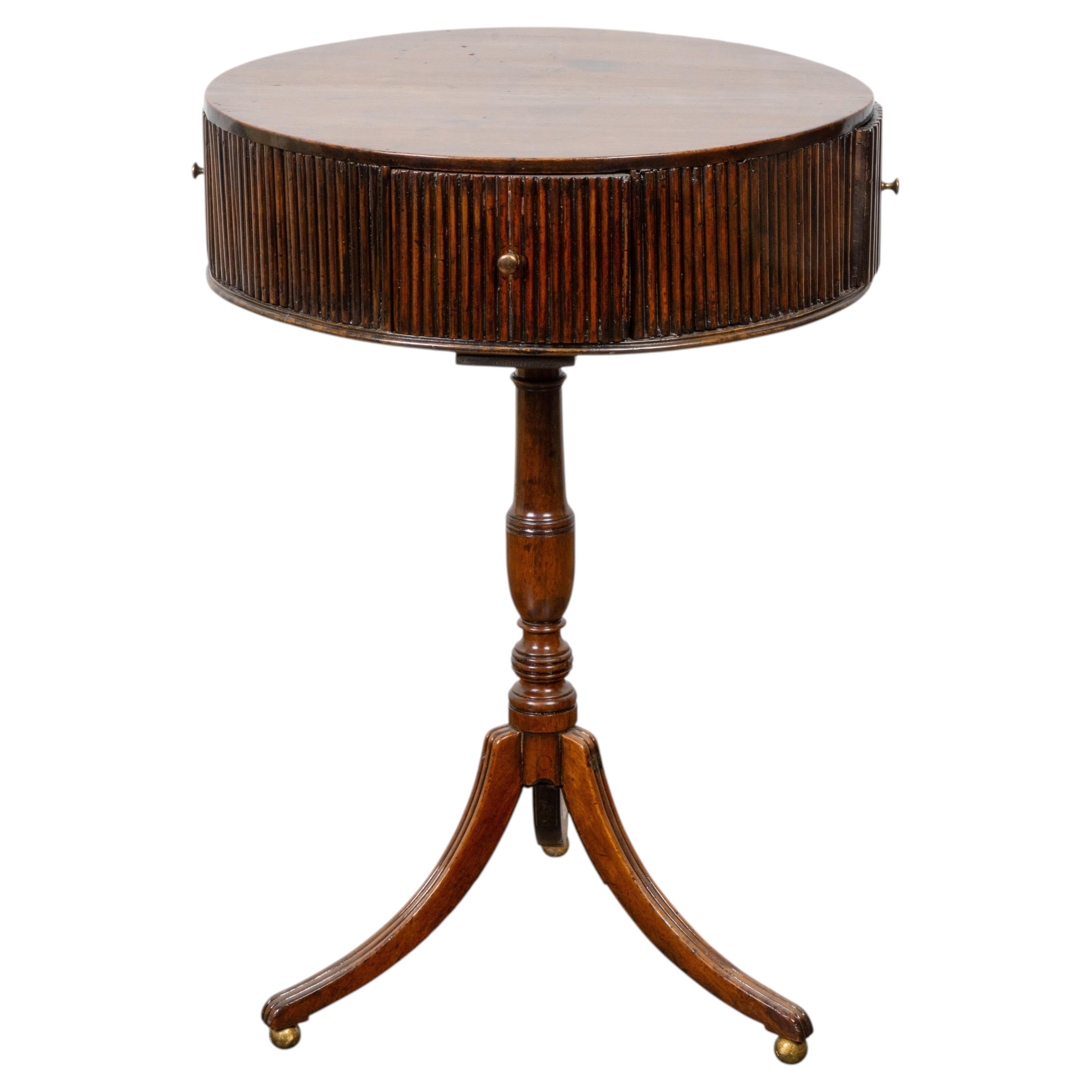 18th Century English Mahogany Drum Table with Reeded Frieze