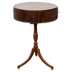 18th Century English Mahogany Drum Table with Reeded Frieze
