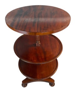 18th Century English Mahogany Expandable Round Three Tier Dumbwaiter Table