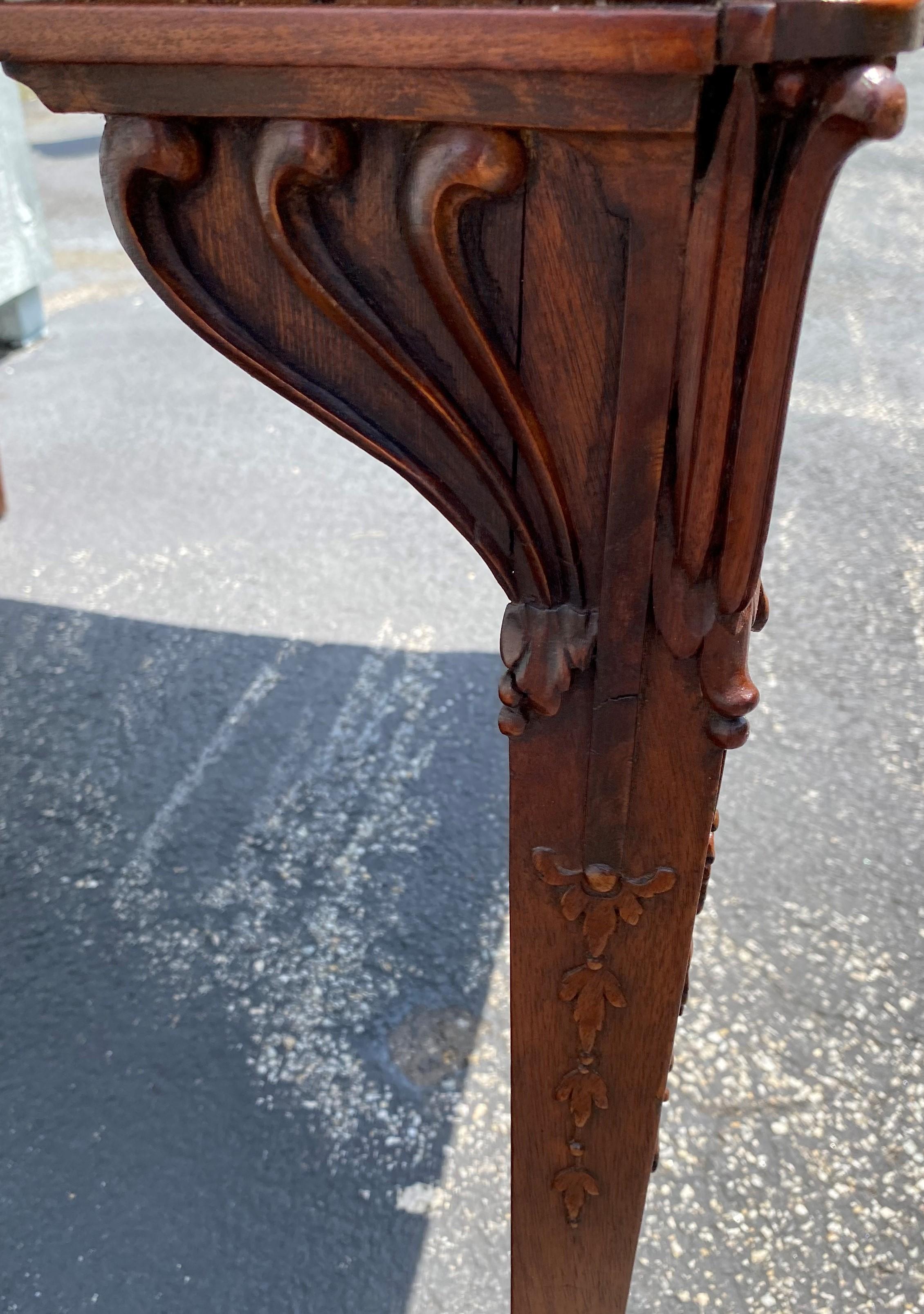 18th Century English Mahogany Leather Top Partners Desk with Carved Birds For Sale 6