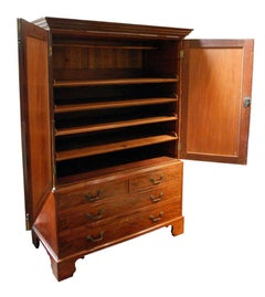 18th Century English Mahogany Linen Press