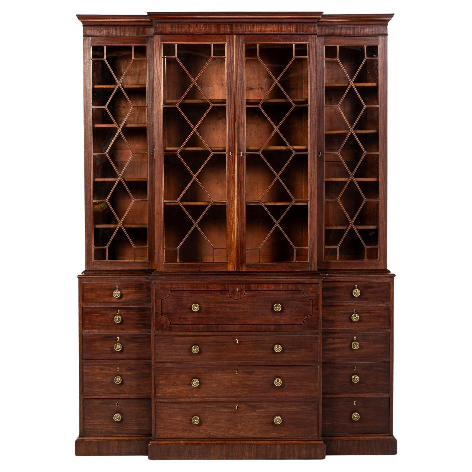 18th Century English Mahogany Secretaire Bookcase