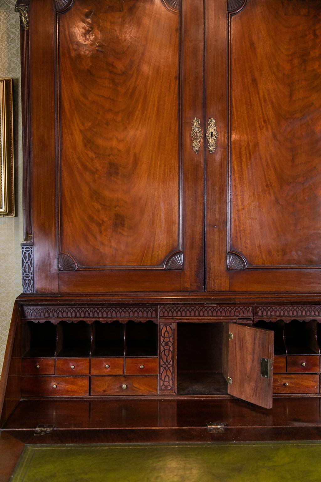 Brass 18th Century English Mahogany Secretary