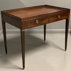 18th Century English Mahogany "Silver" Table with Fretwork Gallery and Drawers