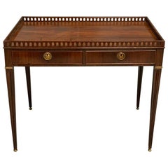 18th Century English Mahogany "Silver" Table with Fretwork Gallery and Drawers