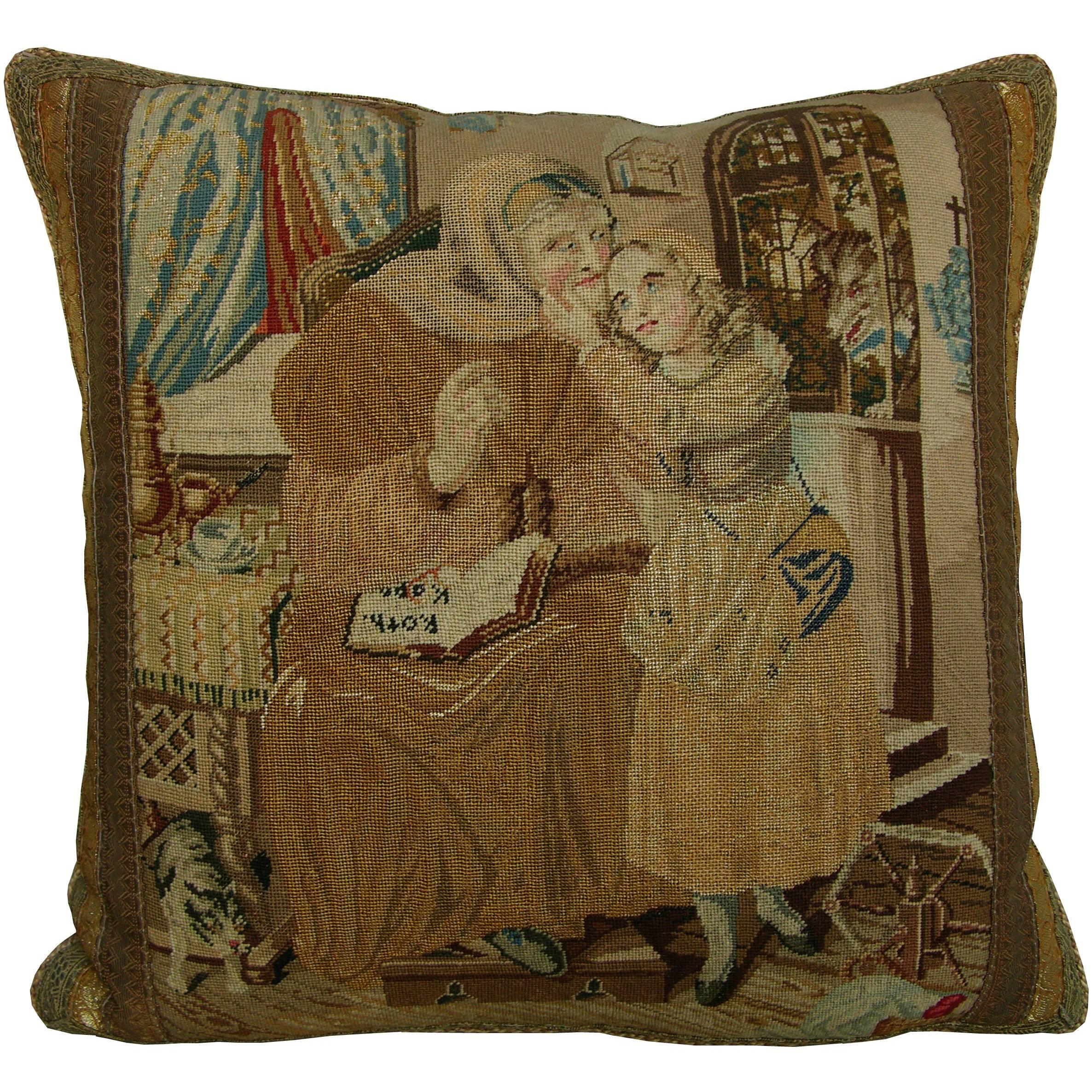 18th Century English Needlework Pillow 952p For Sale