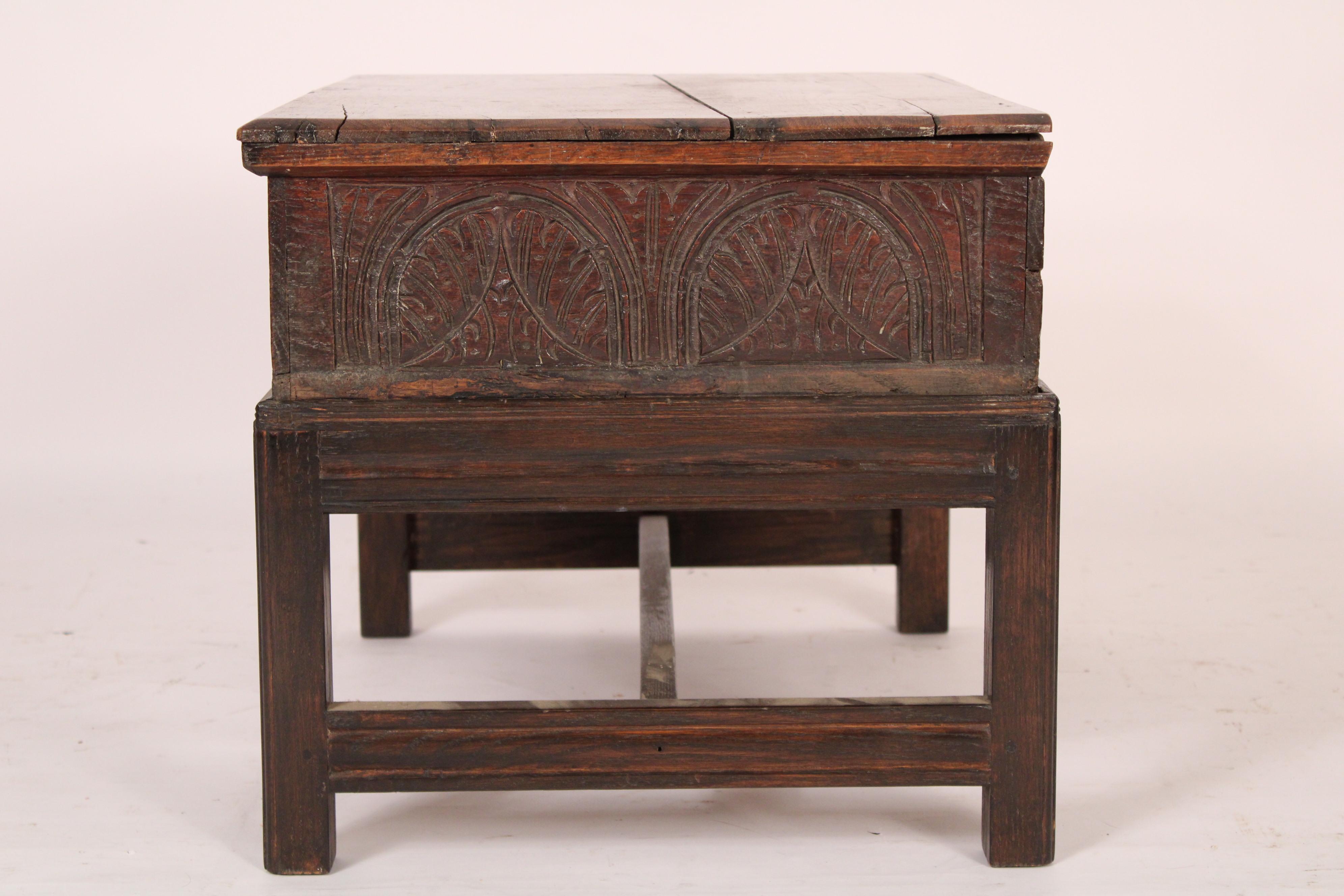 18th Century and Earlier 18th Century English Oak Bible Box / Side Table For Sale