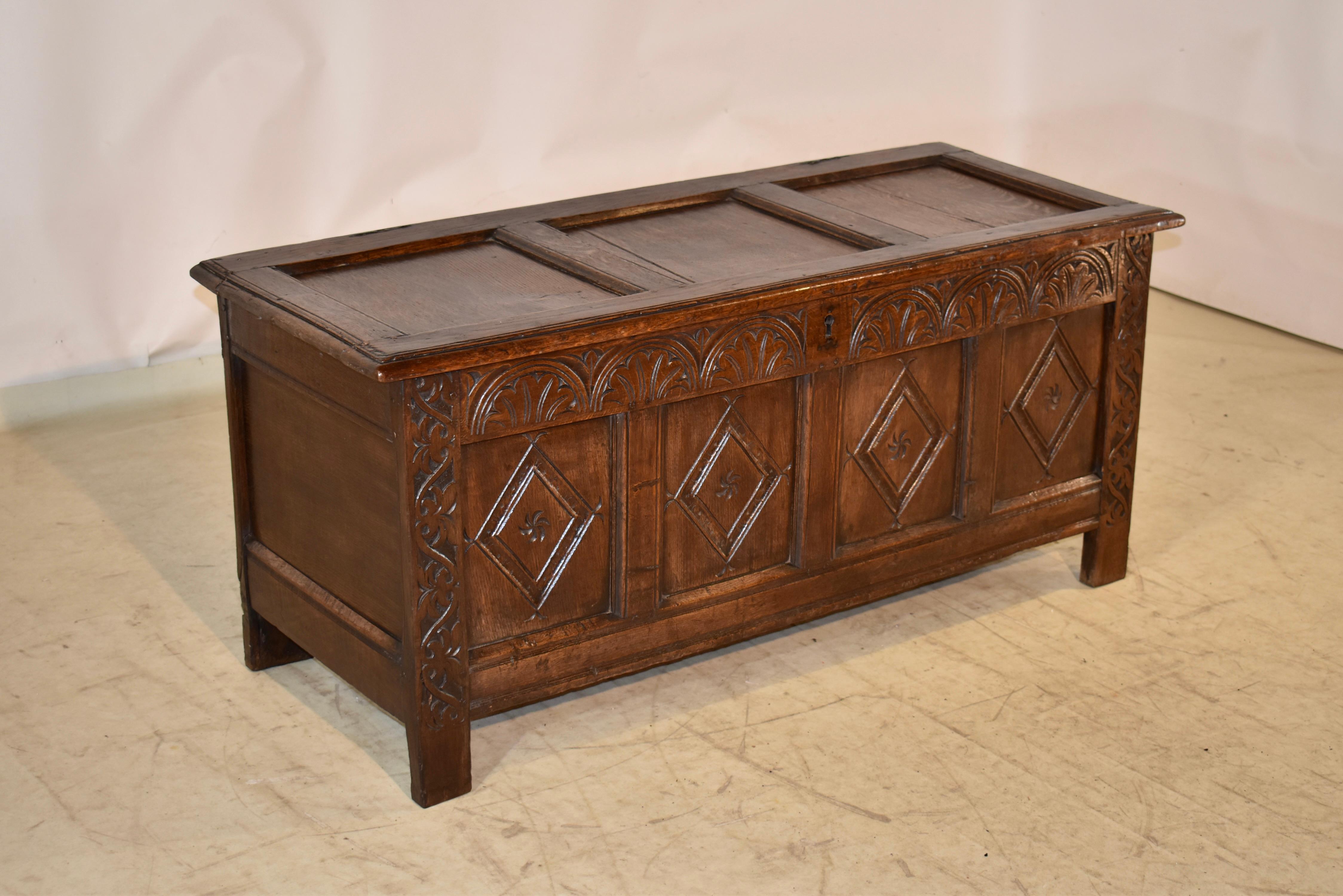 William and Mary 18th Century English Oak Blanket Chest For Sale