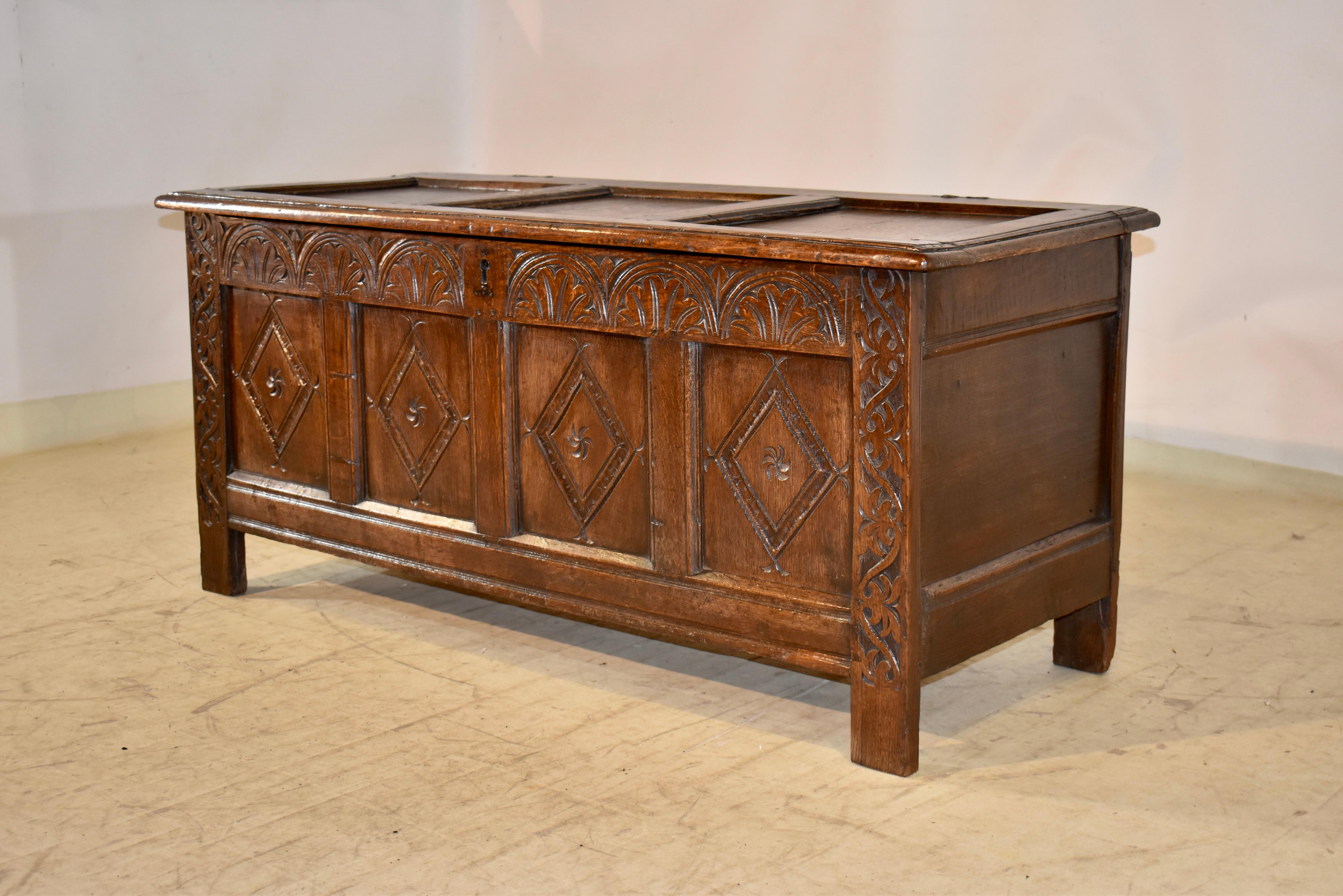 18th Century English Oak Blanket Chest In Good Condition For Sale In High Point, NC