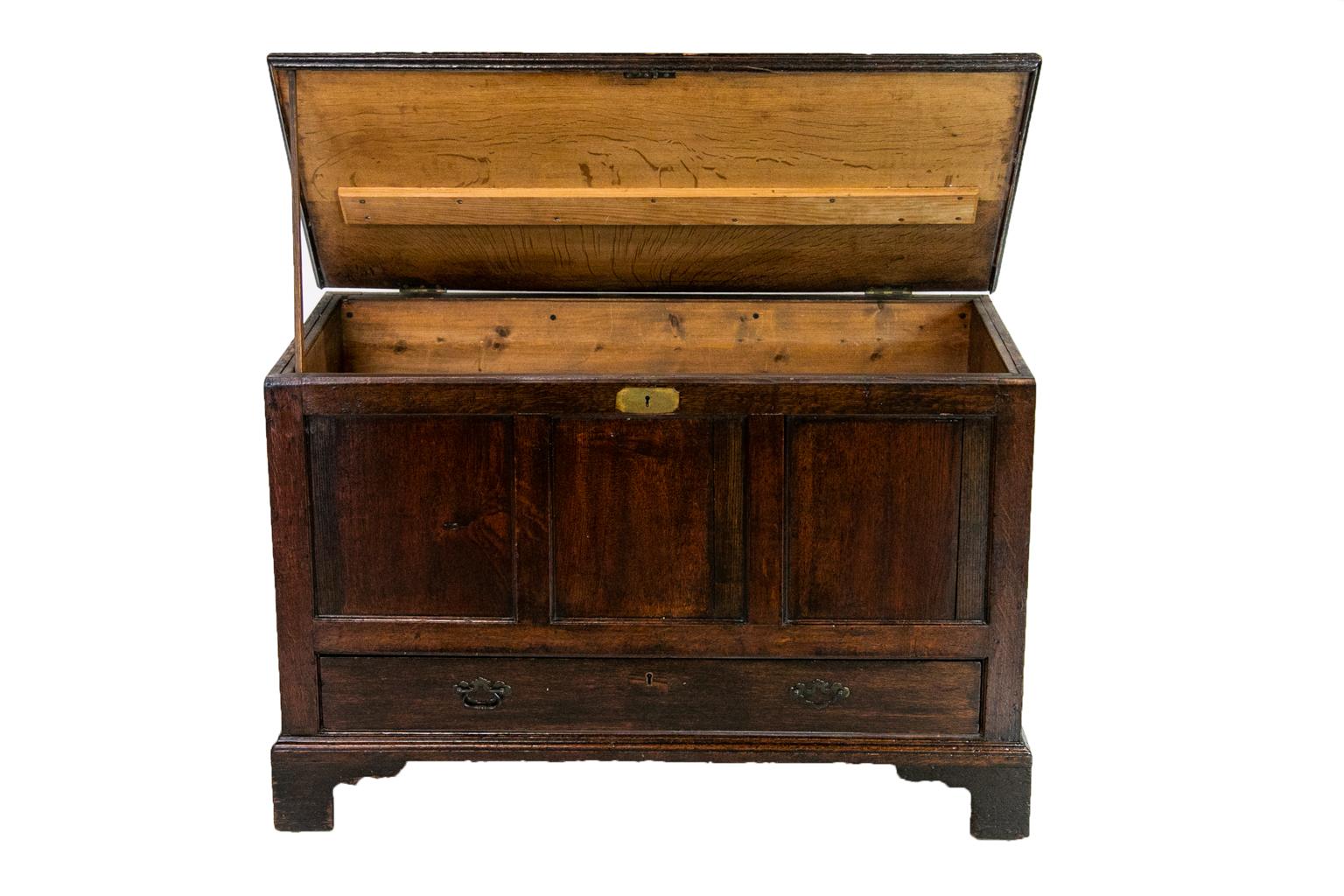 Brass 18th Century English Oak Blanket Chest For Sale