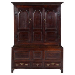 18th Century English Oak Cabinet on Chest