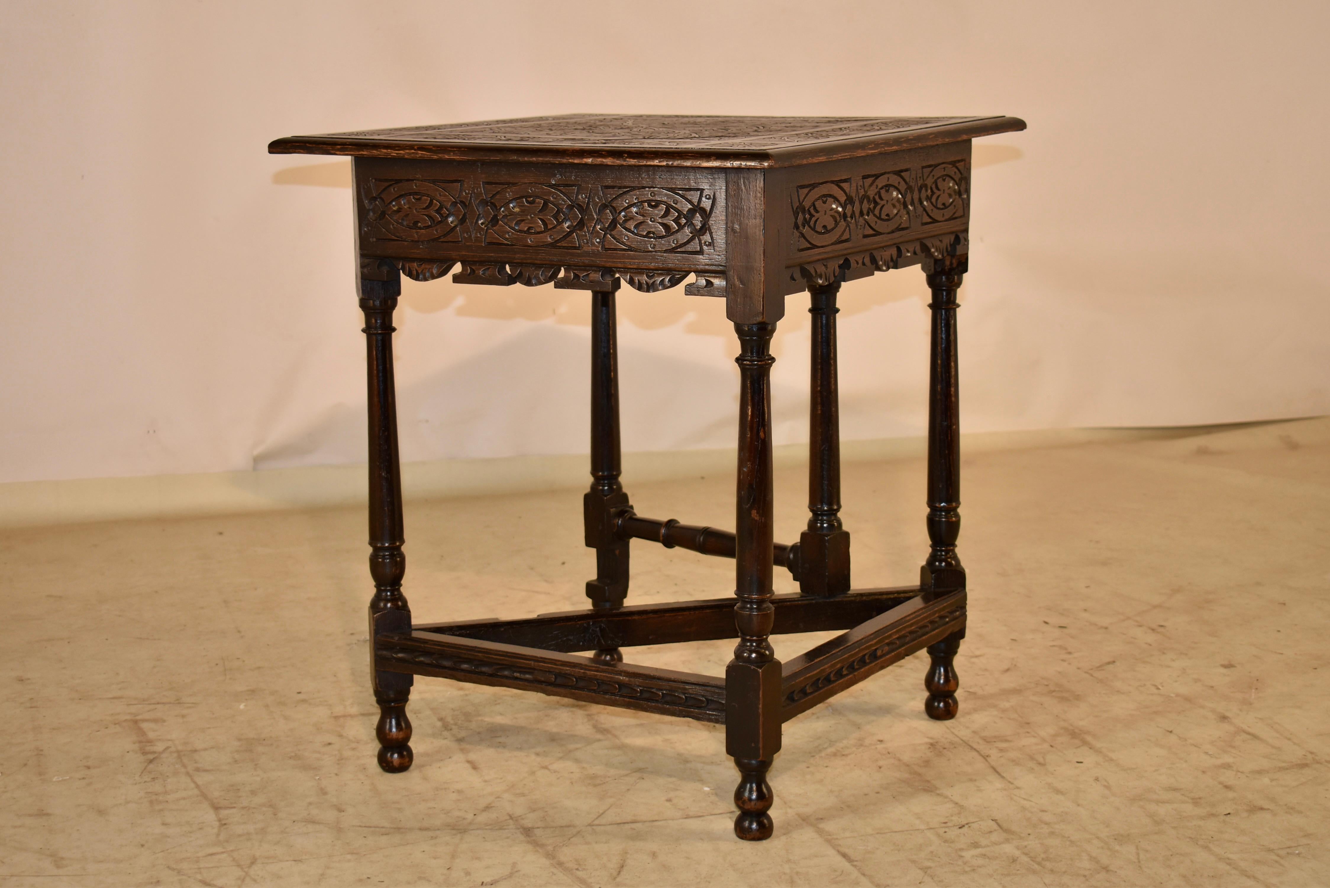 18th Century English Oak Carved Handkerchief Table For Sale 3
