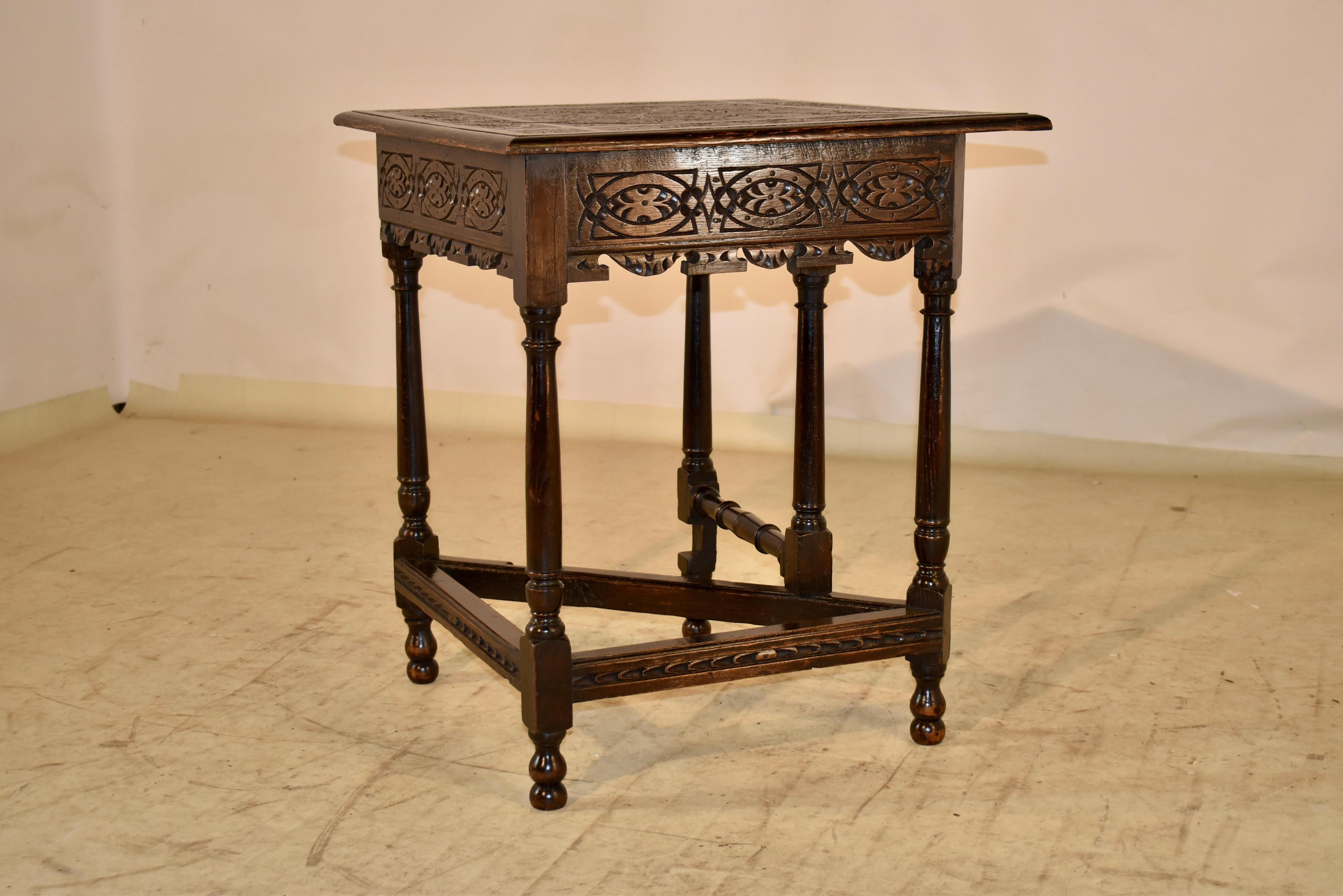 18th Century English Oak Carved Handkerchief Table For Sale 4