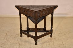18th Century English Oak Carved Handkerchief Table