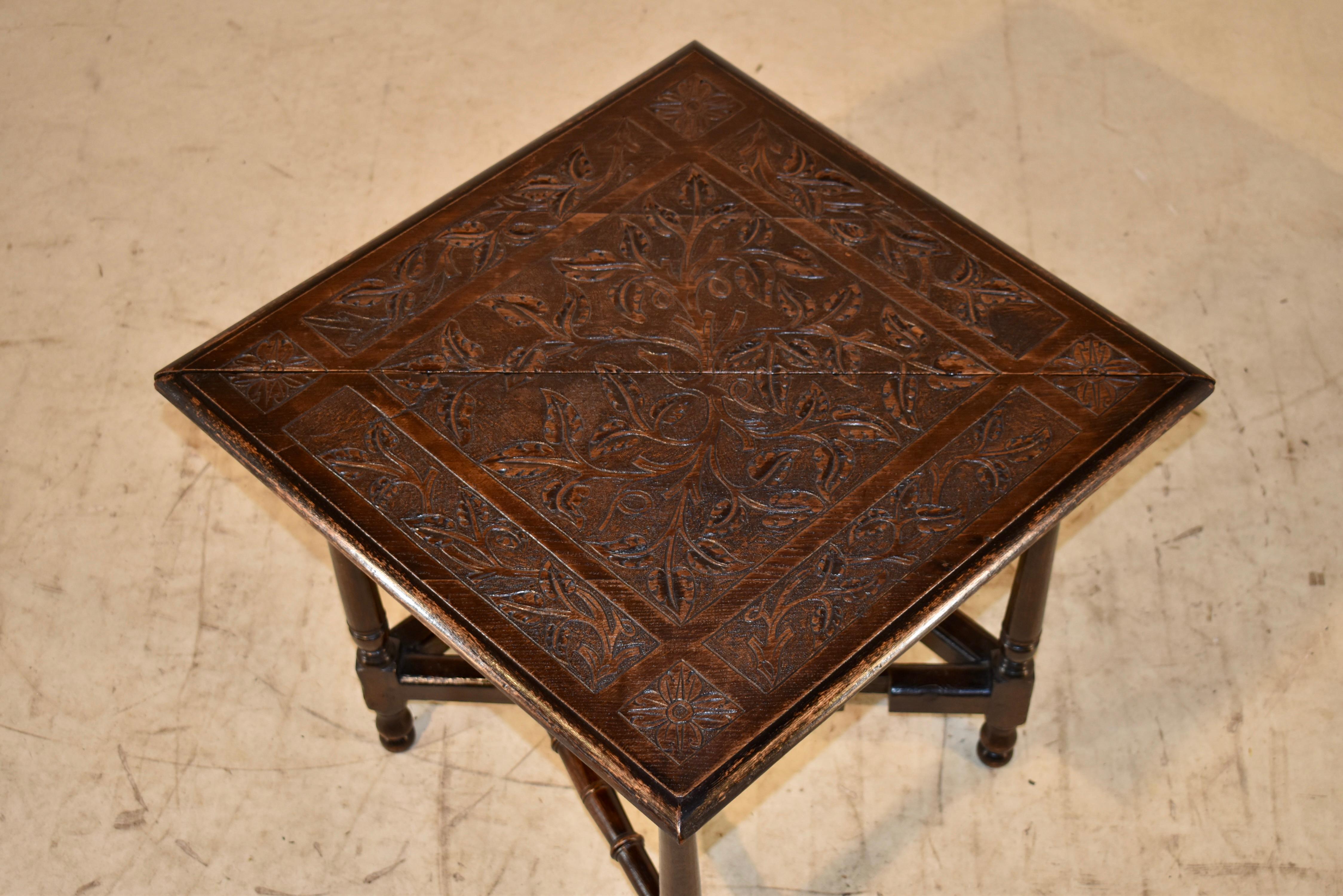 18th Century English Oak Carved Handkerchief Table For Sale 2