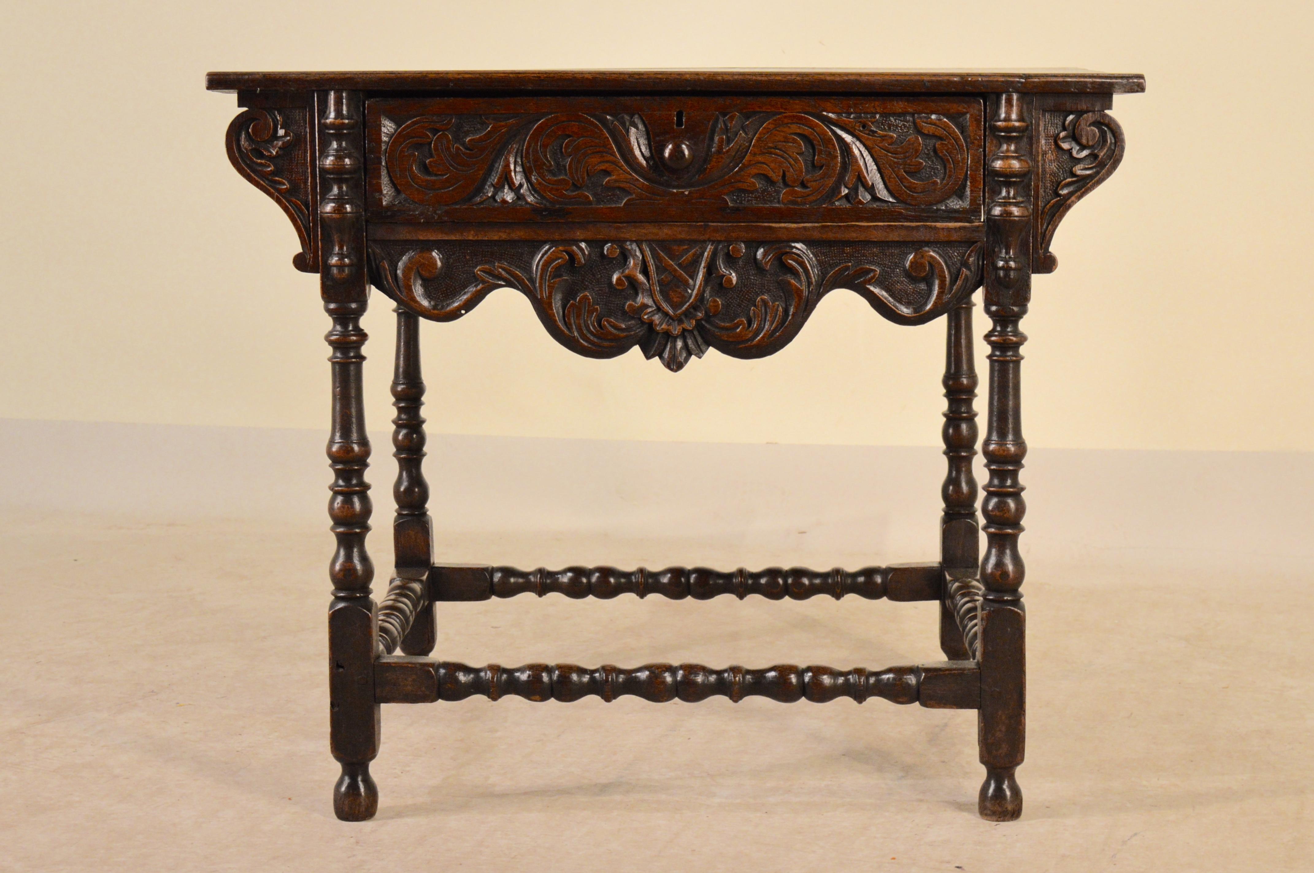 18th Century English Oak Carved Side Table 2