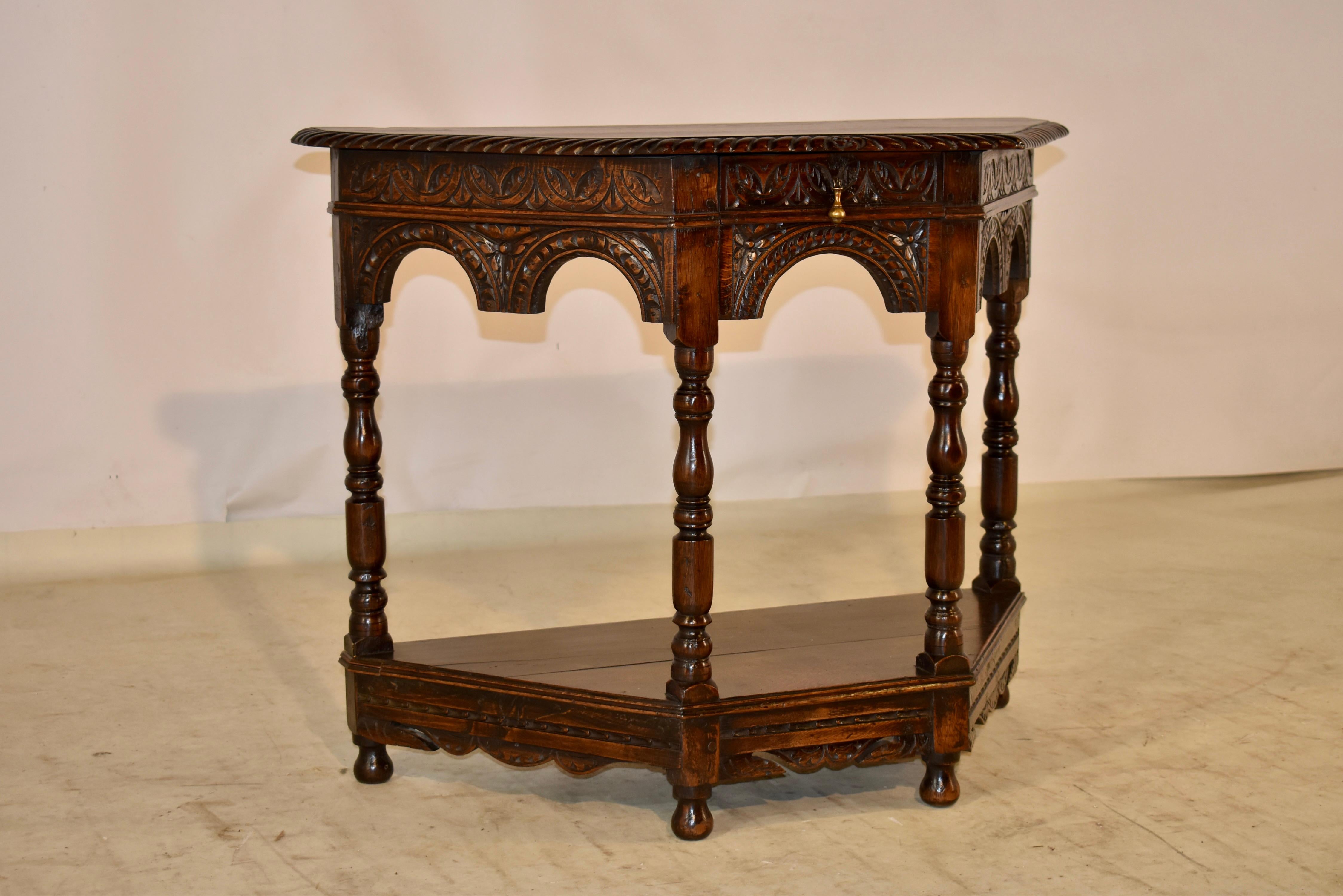 Georgian 18th Century English Oak Carved Table For Sale