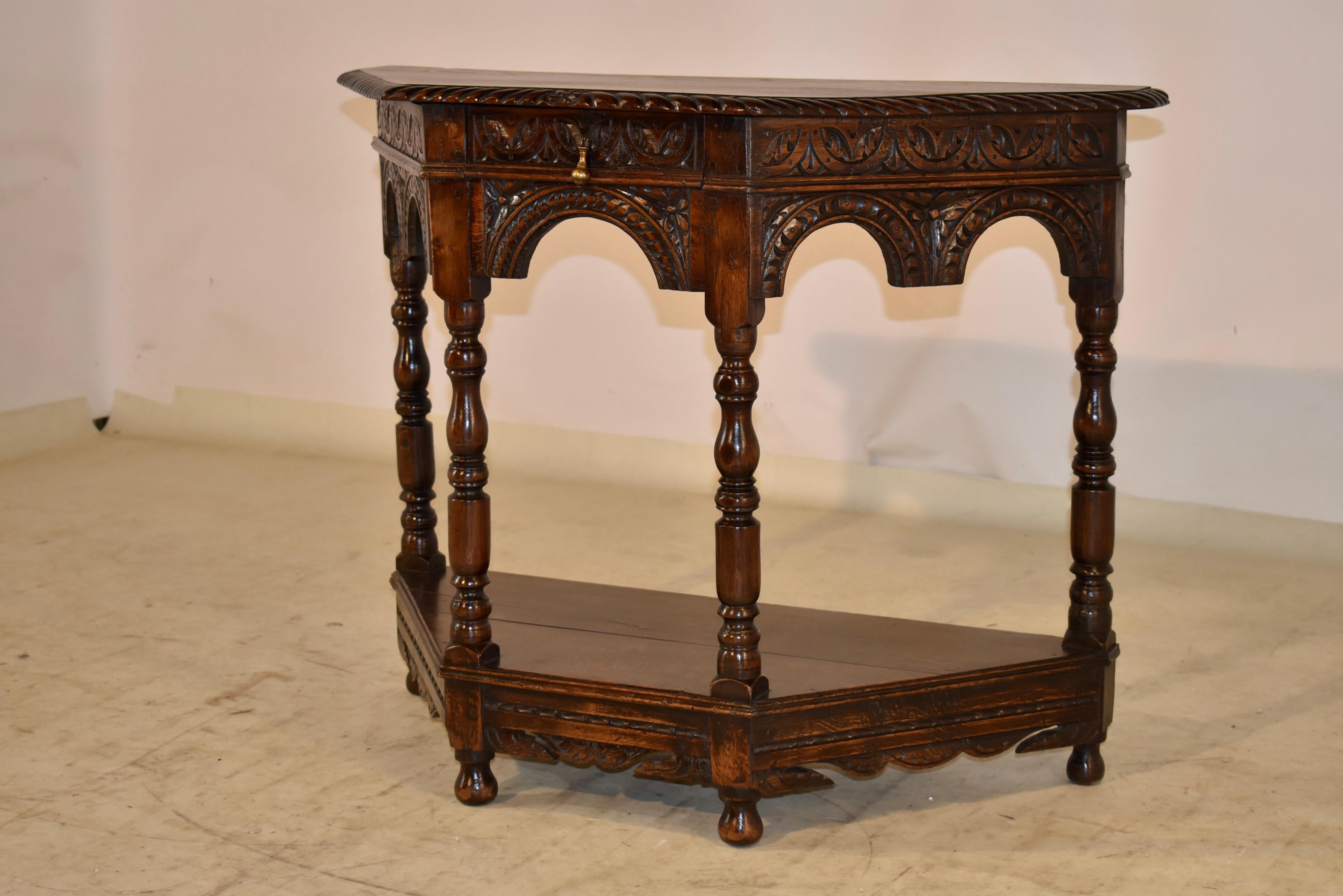 18th Century English Oak Carved Table In Good Condition For Sale In High Point, NC