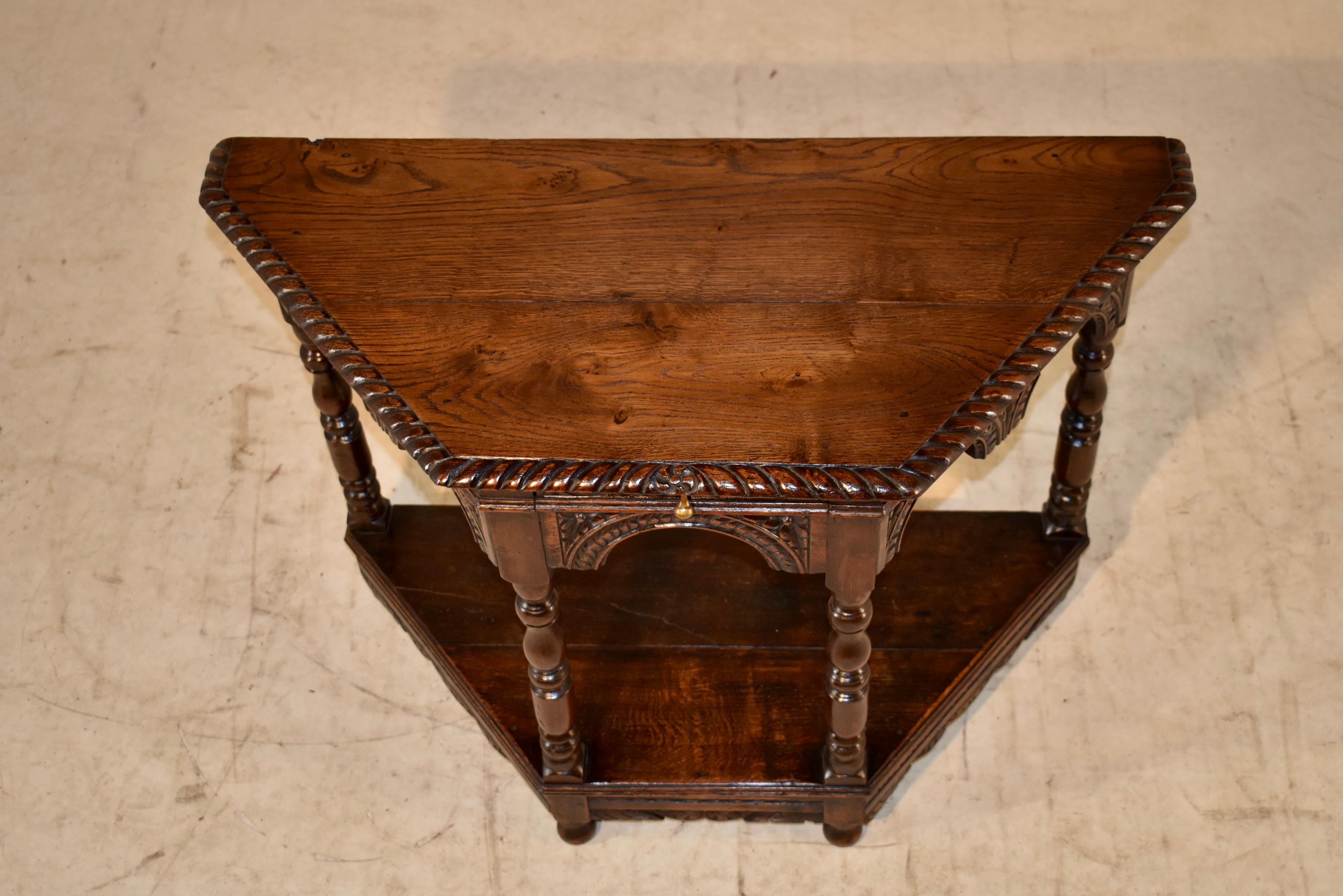 18th Century and Earlier 18th Century English Oak Carved Table For Sale